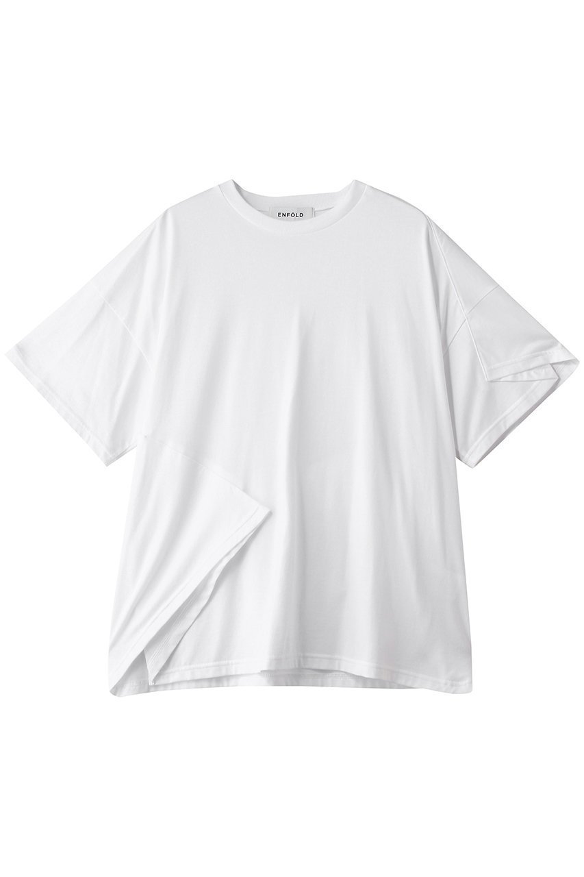 【エンフォルド/ENFOLD】のFOLDED BODY T-SHIRT 人気、トレンドファッション・服の通販 founy(ファニー) 　ファッション　Fashion　レディースファッション　Fashion for Women　トップス・カットソー　Cut & Sew Tops　シャツ・ブラウス・オフィスカジュアル　Elegant Blouses & Button-Ups　ロングTシャツ・Tシャツ　Longline T-Shirts & Tees　カットソー・ベーシックTシャツ　Cut-and-Sewn Tops / Stretch Tees & Basics　ショート　Short, Short Length　シンプル　Simple, Minimal　スリット　Slit, Slit Detail　スリーブ　Sleeve, Long Sleeve / Short Sleeve　パターン　Pattern, Design Print　 other-1|ID: prp329100004932386 ipo3291000000037020783