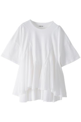 【アユーシ/AAYUSHI】のペプラムラッフルTシャツ 大人の最旬トレンドファッション＆コーディネート founy(ファウニー) ファッション Fashion レディースファッション Fashion for Women トップス・カットソー Cut & Sew Tops シャツ・ブラウス・オフィスカジュアル Elegant Blouses & Button-Ups ロングTシャツ・Tシャツ Longline T-Shirts & Tees カットソー・ベーシックTシャツ Cut-and-Sewn Tops / Stretch Tees & Basics インド Indian Textile エレガント 上品 Elegant カットソー Cut and Sewn Top ショート Short, Short Length スラックス Slacks, Dress Pants スリム Slim, Slim Fit スリーブ Sleeve, Long Sleeve / Short Sleeve デニム Denim, Jeans Material 定番 Standard, Basic Item バランス Balance, Style Balance フリル Frill, Ruffle フレア Flare, Flared ペプラム Peplum, Flared Hem リラックス Relax, Relaxed Fit |ID:prp329100004932389