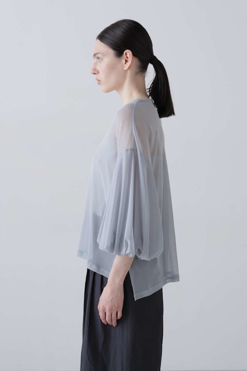 【アドーア/ADORE】のチュールジャージートップス 人気、トレンドファッション・服の通販 founy(ファニー) 　ファッション　Fashion　レディースファッション　Fashion for Women　トップス・カットソー　Cut & Sew Tops　シャツ・ブラウス・オフィスカジュアル　Elegant Blouses & Button-Ups　ロングTシャツ・Tシャツ　Longline T-Shirts & Tees　カットソー・ベーシックTシャツ　Cut-and-Sewn Tops / Stretch Tees & Basics　ショート　Short, Short Length　シンプル　Simple, Minimal　ストレッチ　Stretch, Stretchy Fabric　スリーブ　Sleeve, Long Sleeve / Short Sleeve　チュール　Tulip, Tulip Motif　ブラウジング　Blouson Silhouette, Cinched Waist　夏　Summer　other-3|ID: prp329100004932396 ipo3291000000037020870