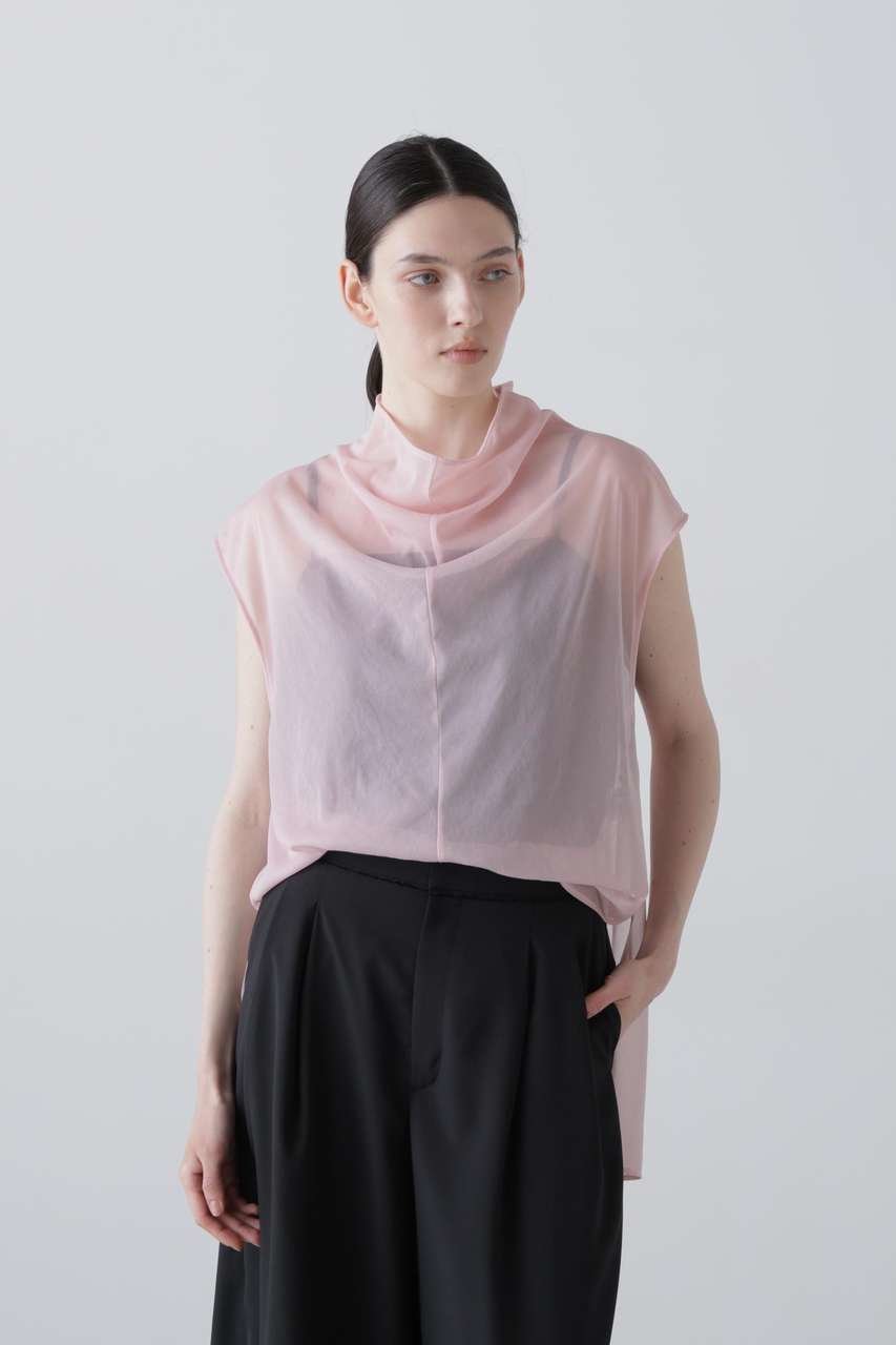 【アドーア/ADORE】のシアージャージートップス インテリア・キッズ・メンズ・レディースファッション・服の通販 founy(ファニー) 　ファッション　Fashion　レディースファッション　Fashion for Women　トップス・カットソー　Cut & Sew Tops　シャツ・ブラウス・オフィスカジュアル　Elegant Blouses & Button-Ups　ロングTシャツ・Tシャツ　Longline T-Shirts & Tees　カットソー・ベーシックTシャツ　Cut-and-Sewn Tops / Stretch Tees & Basics　インナー　Innerwear　シフォン　Chiffon, Lightweight Fabric　ショート　Short, Short Length　ジャケット　Jacket, Outerwear　ストレッチ　Stretch, Stretchy Fabric　スリーブ　Sleeve, Long Sleeve / Short Sleeve　夏　Summer　春　Spring　S/S・春夏　SS, Spring/Summer, Warm Season　ピンク|ID: prp329100004932398 ipo3291000000037020885