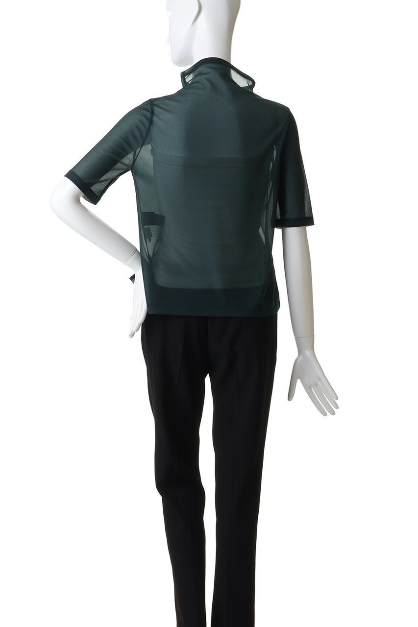 【ランバン オン ブルー/LANVIN en Bleu】のシアーハーフスリーブカットソー 人気、トレンドファッション・服の通販 founy(ファニー) 　ファッション　Fashion　レディースファッション　Fashion for Women　トップス・カットソー　Cut & Sew Tops　シャツ・ブラウス・オフィスカジュアル　Elegant Blouses & Button-Ups　ロングTシャツ・Tシャツ　Longline T-Shirts & Tees　カットソー・ベーシックTシャツ　Cut-and-Sewn Tops / Stretch Tees & Basics　ショート　Short, Short Length　シンプル　Simple, Minimal　ジョーゼット　Georgette, Semi-Sheer Fabric　スリット　Slit, Slit Detail　スリーブ　Sleeve, Long Sleeve / Short Sleeve　ドレープ　Drape, Draping Fabric　ハイネック　High Neck, Mock Neck　ファブリック　Fabric, Textile　エレガント 上品　Elegant　other-4|ID: prp329100004932399 ipo3291000000037020898