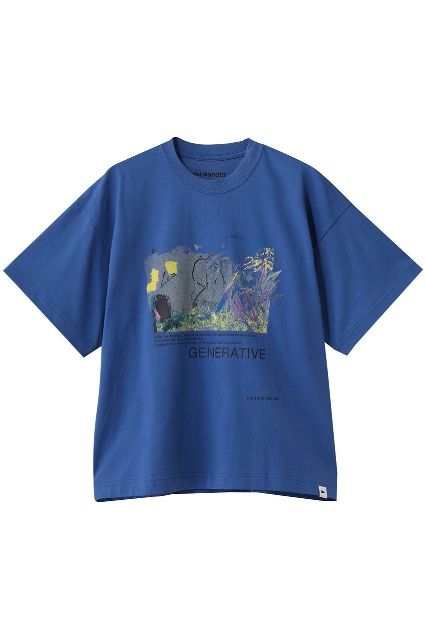【アンドワンダー/and wander】のkrell Color Tシャツ by MASAYOSHI SUZUKI インテリア・キッズ・メンズ・レディースファッション・服の通販 founy(ファニー) 　ファッション　Fashion　レディースファッション　Fashion for Women　トップス・カットソー　Cut & Sew Tops　シャツ・ブラウス・オフィスカジュアル　Elegant Blouses & Button-Ups　ロングTシャツ・Tシャツ　Longline T-Shirts & Tees　カットソー・ベーシックTシャツ　Cut-and-Sewn Tops / Stretch Tees & Basics　ショート　Short, Short Length　スリーブ　Sleeve, Long Sleeve / Short Sleeve　バランス　Balance, Style Balance　プリント　Print, Printed Pattern　ボトム　Bottoms, Lower Wear　ブルー|ID: prp329100004932413 ipo3291000000037021007