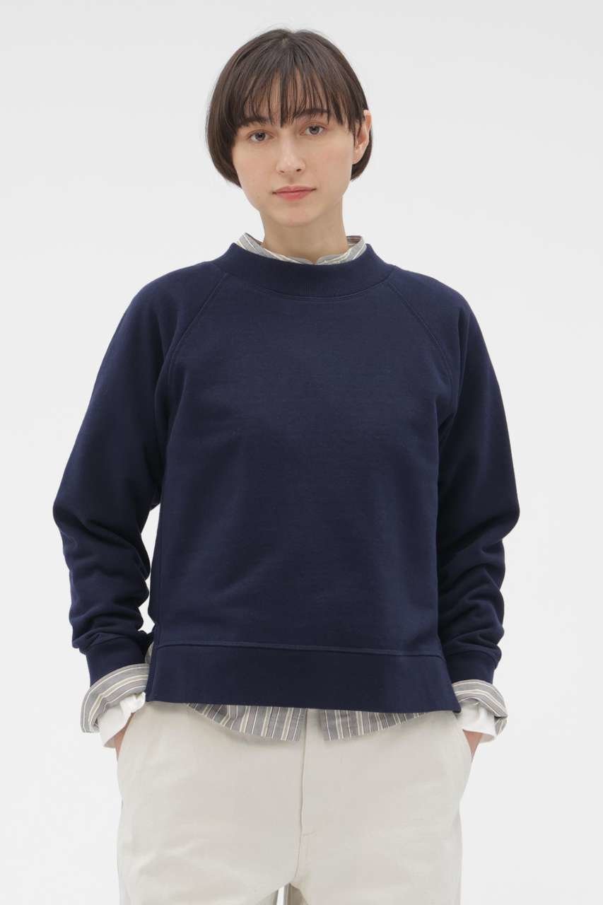 【マーガレットハウエル/MARGARET HOWELL】のSOFT COTTON LOOPBACK TOP インテリア・キッズ・メンズ・レディースファッション・服の通販 founy(ファニー) 　ファッション　Fashion　レディースファッション　Fashion for Women　トップス・カットソー　Cut & Sew Tops　シャツ・ブラウス・オフィスカジュアル　Elegant Blouses & Button-Ups　ロングTシャツ・Tシャツ　Longline T-Shirts & Tees　カットソー・ベーシックTシャツ　Cut-and-Sewn Tops / Stretch Tees & Basics　カッティング　Cutting Detail　コンパクト　Compact, Small Size　シンプル　Simple, Minimal　スウェット / スエット　Sweatshirt, Sweatwear　スリーブ　Sleeve, Long Sleeve / Short Sleeve　バランス　Balance, Style Balance　パイピング　Piping, Trim Design　フィット　Fit, Slim Fit　ブリーチ　Bleach, Washed Finish　ループ　Loop, Loop Knit　ロング　Long, Long-Length　ネイビー|ID: prp329100004932420 ipo3291000000037021069