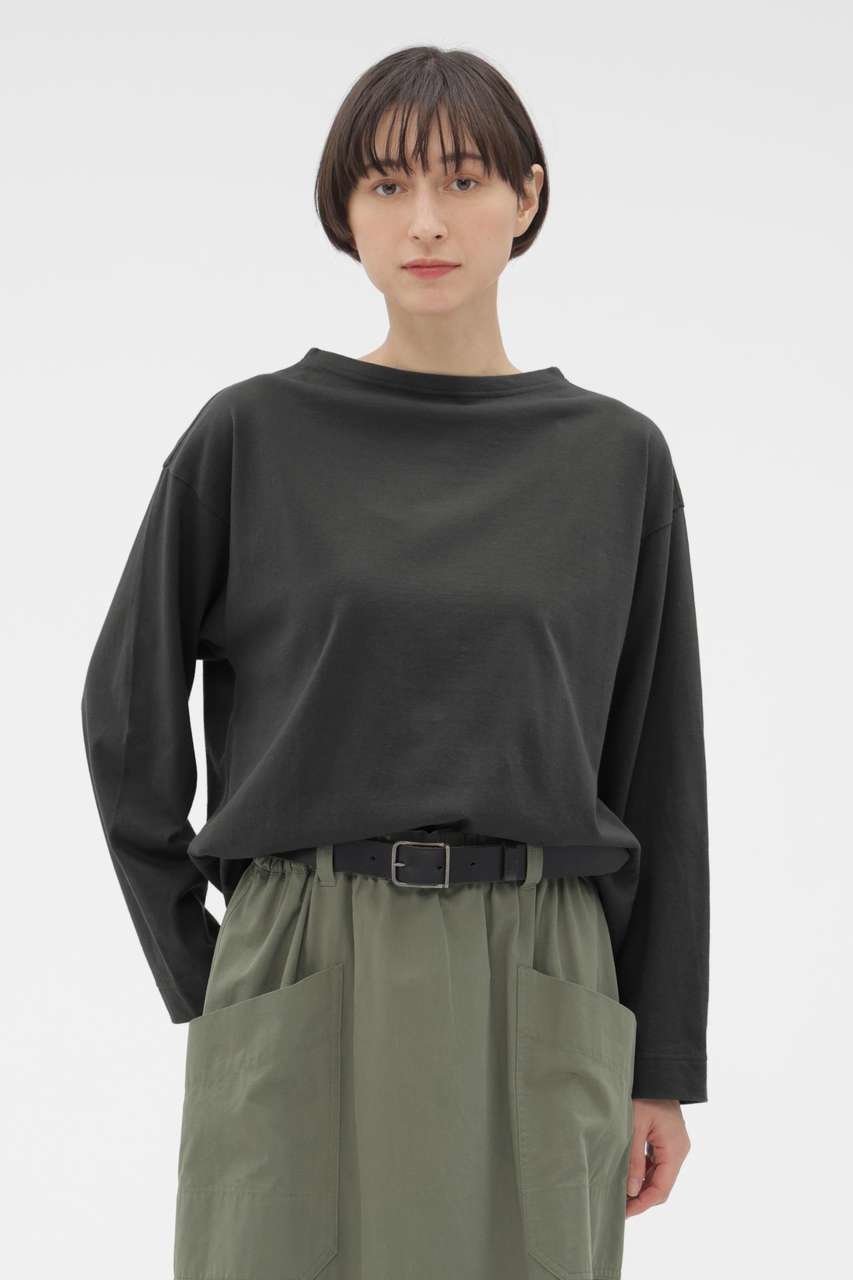 【マーガレットハウエル/MARGARET HOWELL】のSMOOTH COTTON JERSEY TOP インテリア・キッズ・メンズ・レディースファッション・服の通販 founy(ファニー) 　ファッション　Fashion　レディースファッション　Fashion for Women　トップス・カットソー　Cut & Sew Tops　シャツ・ブラウス・オフィスカジュアル　Elegant Blouses & Button-Ups　ロングTシャツ・Tシャツ　Longline T-Shirts & Tees　カットソー・ベーシックTシャツ　Cut-and-Sewn Tops / Stretch Tees & Basics　なめらか　Smooth, Silky Texture　インナー　Innerwear　コンパクト　Compact, Small Size　シンプル　Simple, Minimal　スモック　Smock, Smock Dress　スリーブ　Sleeve, Long Sleeve / Short Sleeve　フィット　Fit, Slim Fit　リラックス　Relax, Relaxed Fit　ロング　Long, Long-Length　エレガント 上品　Elegant　グレー|ID: prp329100004932421 ipo3291000000037021076