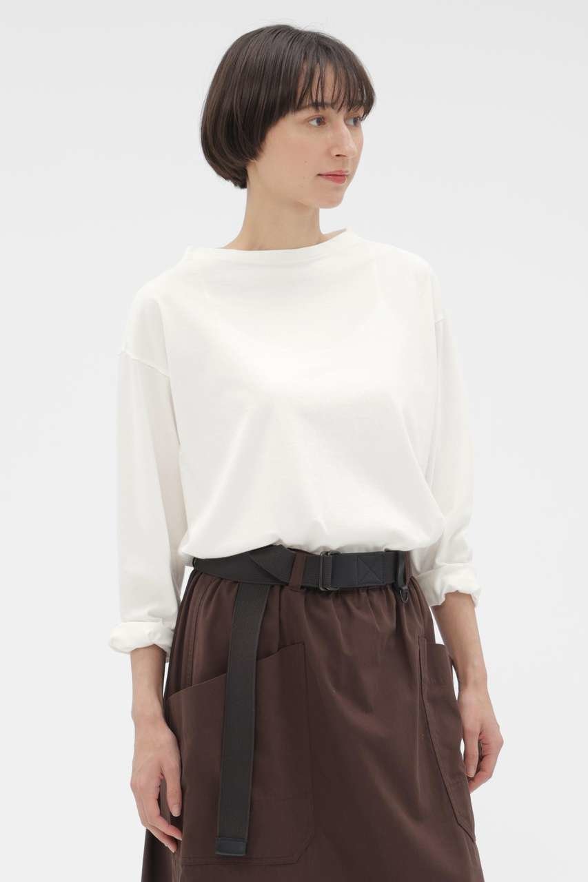 【マーガレットハウエル/MARGARET HOWELL】のSMOOTH COTTON JERSEY TOP インテリア・キッズ・メンズ・レディースファッション・服の通販 founy(ファニー) 　ファッション　Fashion　レディースファッション　Fashion for Women　トップス・カットソー　Cut & Sew Tops　シャツ・ブラウス・オフィスカジュアル　Elegant Blouses & Button-Ups　ロングTシャツ・Tシャツ　Longline T-Shirts & Tees　カットソー・ベーシックTシャツ　Cut-and-Sewn Tops / Stretch Tees & Basics　なめらか　Smooth, Silky Texture　インナー　Innerwear　コンパクト　Compact, Small Size　シンプル　Simple, Minimal　スモック　Smock, Smock Dress　スリーブ　Sleeve, Long Sleeve / Short Sleeve　フィット　Fit, Slim Fit　リラックス　Relax, Relaxed Fit　ロング　Long, Long-Length　エレガント 上品　Elegant　ホワイト|ID: prp329100004932421 ipo3291000000037021077