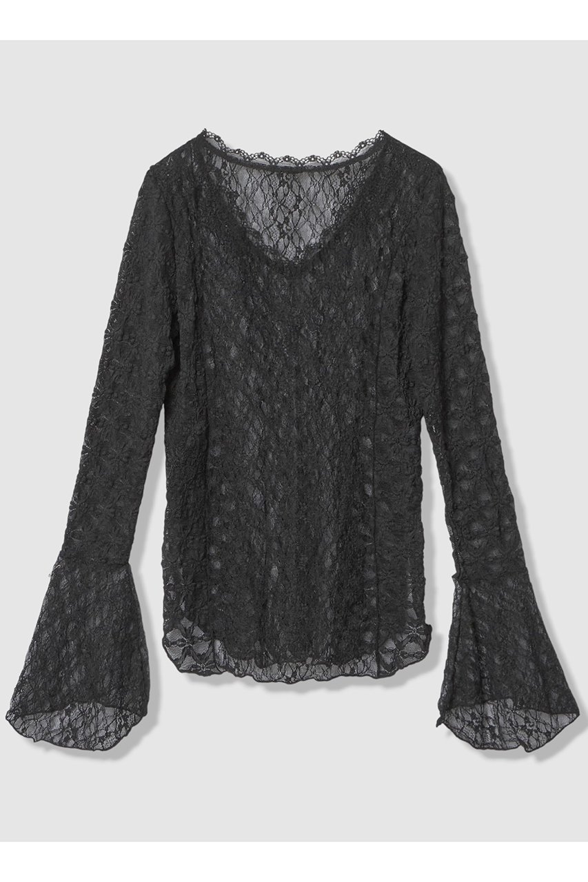 【アルアバイル/allureville】の【LOULOU WILLOUGHBY】ベルスリーブレースプルオーバー 人気、トレンドファッション・服の通販 founy(ファニー) 　ファッション　Fashion　レディースファッション　Fashion for Women　トップス・カットソー　Cut & Sew Tops　シャツ・ブラウス・オフィスカジュアル　Elegant Blouses & Button-Ups　ロングTシャツ・Tシャツ　Longline T-Shirts & Tees　カジュアルプルオーバー・ニットトップス　Pullovers & Knit Tops / Casual Pullovers　カットソー・ベーシックTシャツ　Cut-and-Sewn Tops / Stretch Tees & Basics　スリーブ　Sleeve, Long Sleeve / Short Sleeve　フレア　Flare, Flared　レース　Lace, Lace Fabric　ロング　Long, Long-Length　エレガント 上品　Elegant　other-2|ID: prp329100004932436 ipo3291000000037021230