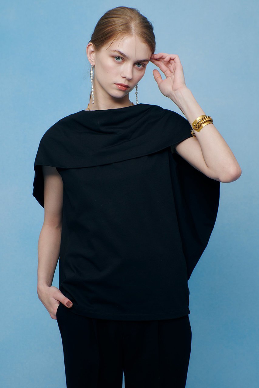 【アルアバイル/allureville】の【LOULOU WILLOUGHBY】ケープデコルテトップス インテリア・キッズ・メンズ・レディースファッション・服の通販 founy(ファニー) 　ファッション　Fashion　レディースファッション　Fashion for Women　トップス・カットソー　Cut & Sew Tops　シャツ・ブラウス・オフィスカジュアル　Elegant Blouses & Button-Ups　ロングTシャツ・Tシャツ　Longline T-Shirts & Tees　カットソー・ベーシックTシャツ　Cut-and-Sewn Tops / Stretch Tees & Basics　クラシカル　Classical, Vintage-Inspired　クラシック　Classic, Timeless Style　ショート　Short, Short Length　スリーブ　Sleeve, Long Sleeve / Short Sleeve　デコルテ　Décolleté, Neckline　ボーダー　Border, Stripe　再入荷　Restock / Back in Stock　ブラック系|ID: prp329100004932437 ipo3291000000037021240