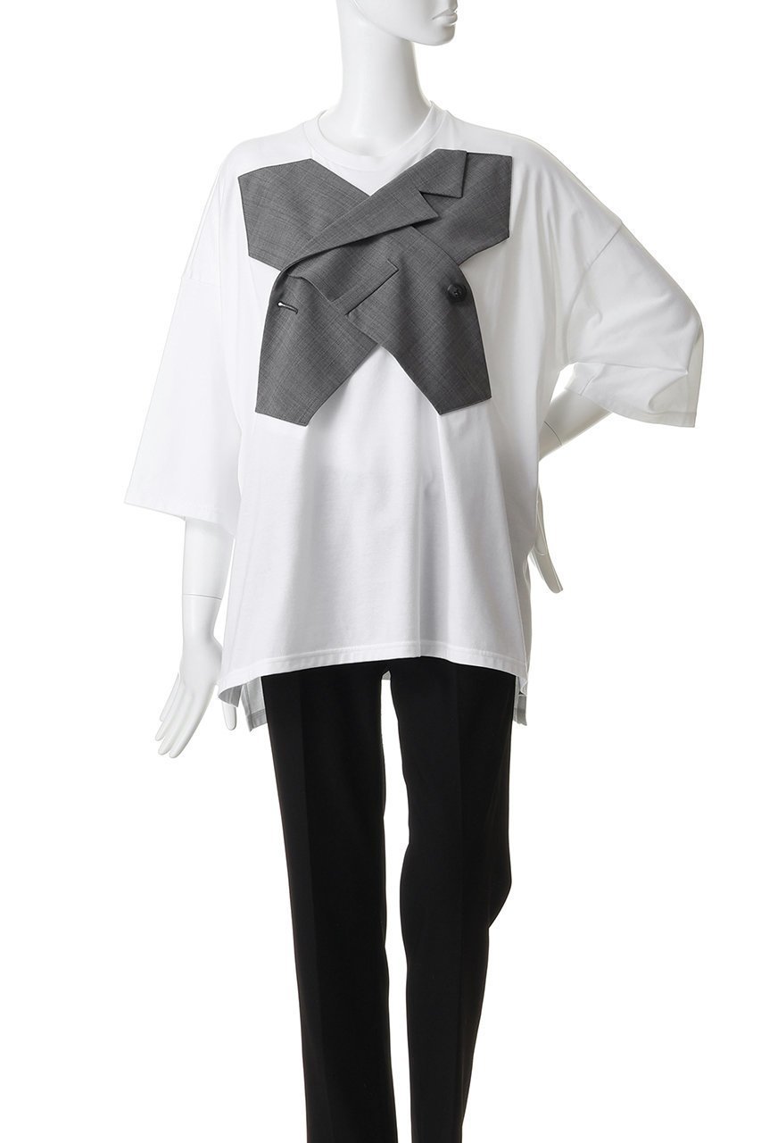 【エンフォルド/ENFOLD】のCROSS VEST T-SHIRT 人気、トレンドファッション・服の通販 founy(ファニー) 　ファッション　Fashion　レディースファッション　Fashion for Women　アウター　Coat / Outerwear Collection　トップス・カットソー　Cut & Sew Tops　シャツ・ブラウス・オフィスカジュアル　Elegant Blouses & Button-Ups　ロングTシャツ・Tシャツ　Longline T-Shirts & Tees　ベスト&ジレ / 重ね着スタイル　Vests & Gilets　カットソー・ベーシックTシャツ　Cut-and-Sewn Tops / Stretch Tees & Basics　ショート　Short, Short Length　スリーブ　Sleeve, Long Sleeve / Short Sleeve　セットアップ　Set-Up, Coordinated Outfit　ダブル　Double, Double-Breasted　ドッキング　Docking, Mixed Material　フォーマル　Formal, Dressy　ベスト　Vest, Waistcoat　other-2|ID: prp329100004932440 ipo3291000000037021266