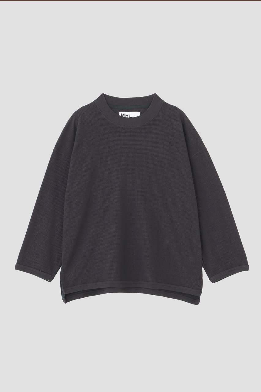 【マーガレットハウエル/MARGARET HOWELL】のCOTTON JERSEY MESH TOP 人気、トレンドファッション・服の通販 founy(ファニー) 　ファッション　Fashion　レディースファッション　Fashion for Women　トップス・カットソー　Cut & Sew Tops　シャツ・ブラウス・オフィスカジュアル　Elegant Blouses & Button-Ups　ロングTシャツ・Tシャツ　Longline T-Shirts & Tees　カットソー・ベーシックTシャツ　Cut-and-Sewn Tops / Stretch Tees & Basics　スリーブ　Sleeve, Long Sleeve / Short Sleeve　バランス　Balance, Style Balance　パイピング　Piping, Trim Design　メッシュ　Mesh, Net Fabric　ロング　Long, Long-Length　軽量　Lightweight, Ultra Light　other-4|ID: prp329100004932444 ipo3291000000037021301