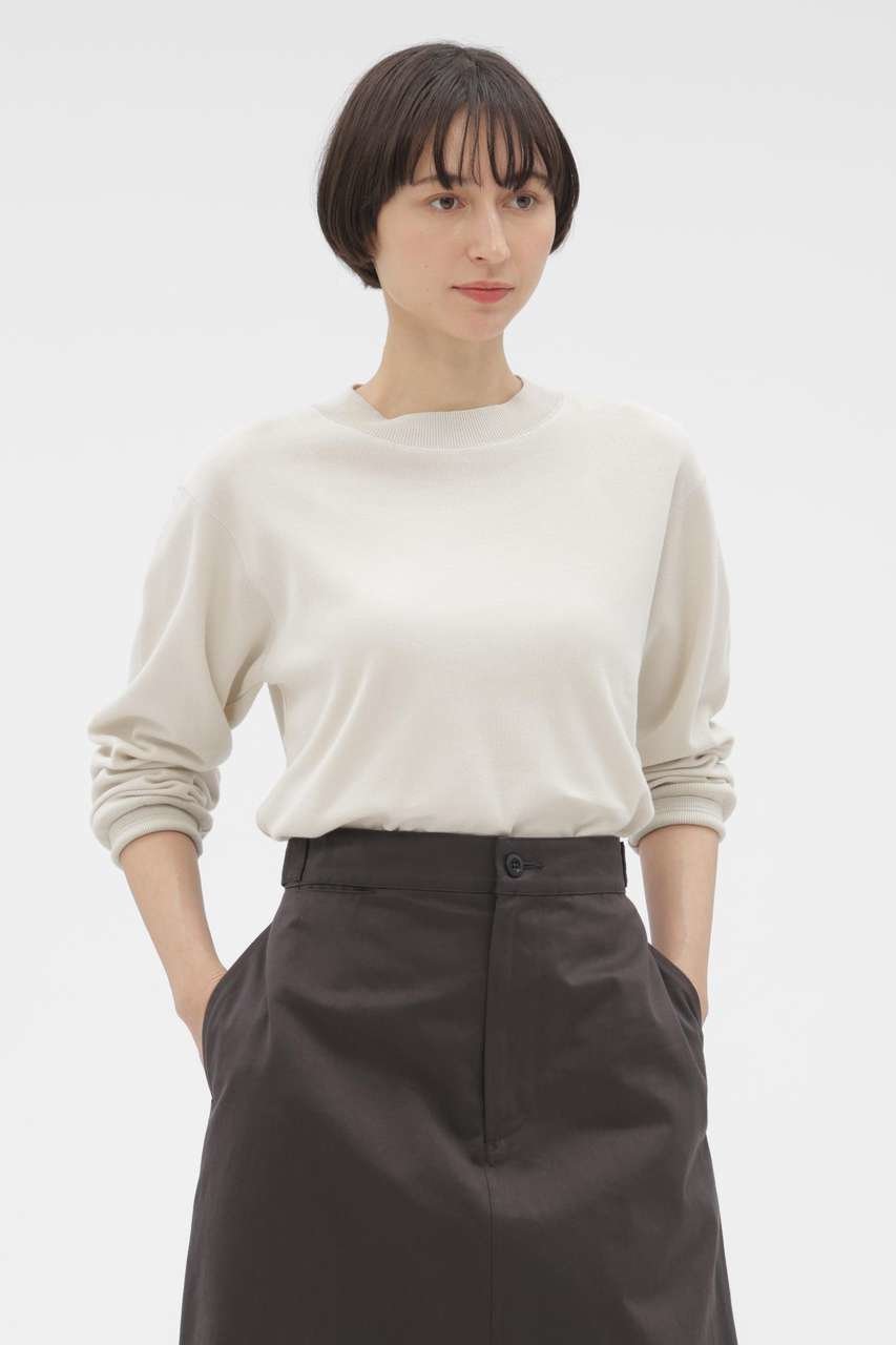 【マーガレットハウエル/MARGARET HOWELL】のFINE COTTON RIB JERSEY TOP インテリア・キッズ・メンズ・レディースファッション・服の通販 founy(ファニー) 　ファッション　Fashion　レディースファッション　Fashion for Women　トップス・カットソー　Cut & Sew Tops　シャツ・ブラウス・オフィスカジュアル　Elegant Blouses & Button-Ups　ロングTシャツ・Tシャツ　Longline T-Shirts & Tees　カットソー・ベーシックTシャツ　Cut-and-Sewn Tops / Stretch Tees & Basics　スリーブ　Sleeve, Long Sleeve / Short Sleeve　ロング　Long, Long-Length　ホワイト|ID: prp329100004932445 ipo3291000000037021313