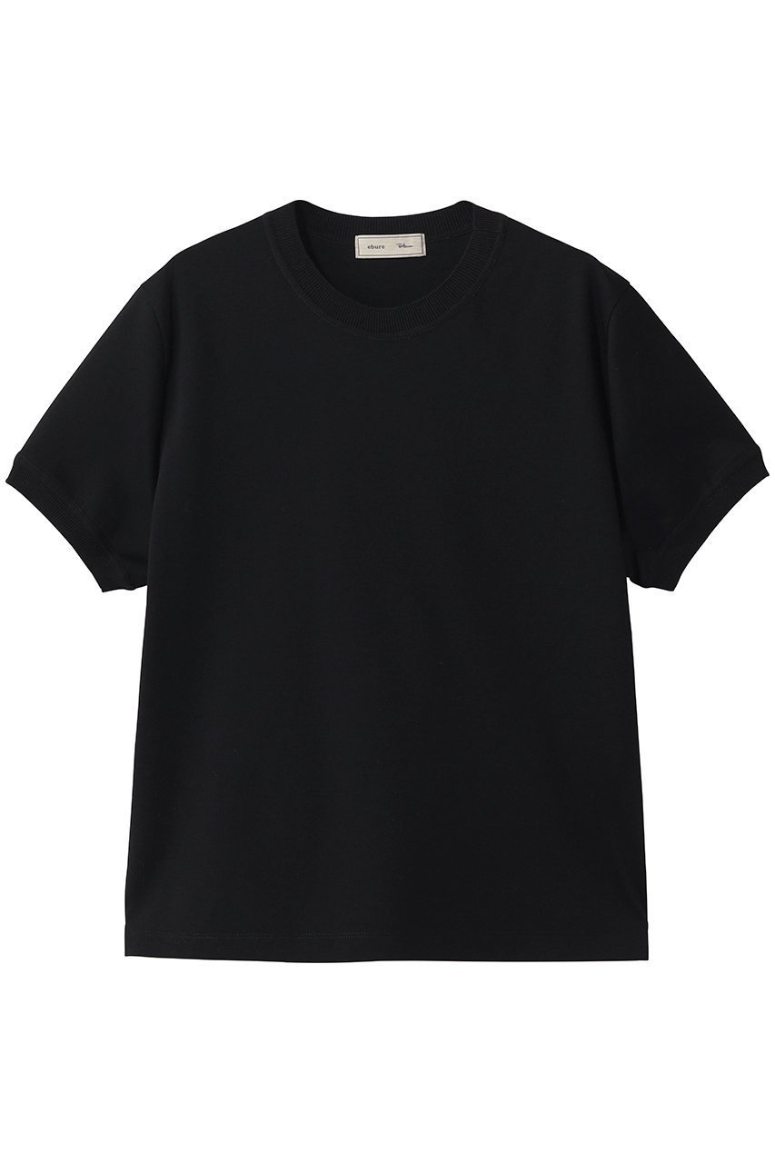 【エブール/ebure】の【ebure×Ron Herman】ニットパーツコットンポンチ Tシャツ インテリア・キッズ・メンズ・レディースファッション・服の通販 founy(ファニー) 　ファッション　Fashion　レディースファッション　Fashion for Women　トップス・カットソー　Cut & Sew Tops　ニット　Knit Tops & Sweaters　シャツ・ブラウス・オフィスカジュアル　Elegant Blouses & Button-Ups　ロングTシャツ・Tシャツ　Longline T-Shirts & Tees　カットソー・ベーシックTシャツ　Cut-and-Sewn Tops / Stretch Tees & Basics　カットソー　Cut and Sewn Top　ショート　Short, Short Length　シンプル　Simple, Minimal　スリーブ　Sleeve, Long Sleeve / Short Sleeve　パターン　Pattern, Design Print　定番　Standard, Basic Item　新作・新入荷　New Arrivals / New In　ブラック|ID: prp329100004932450 ipo3291000000037021357