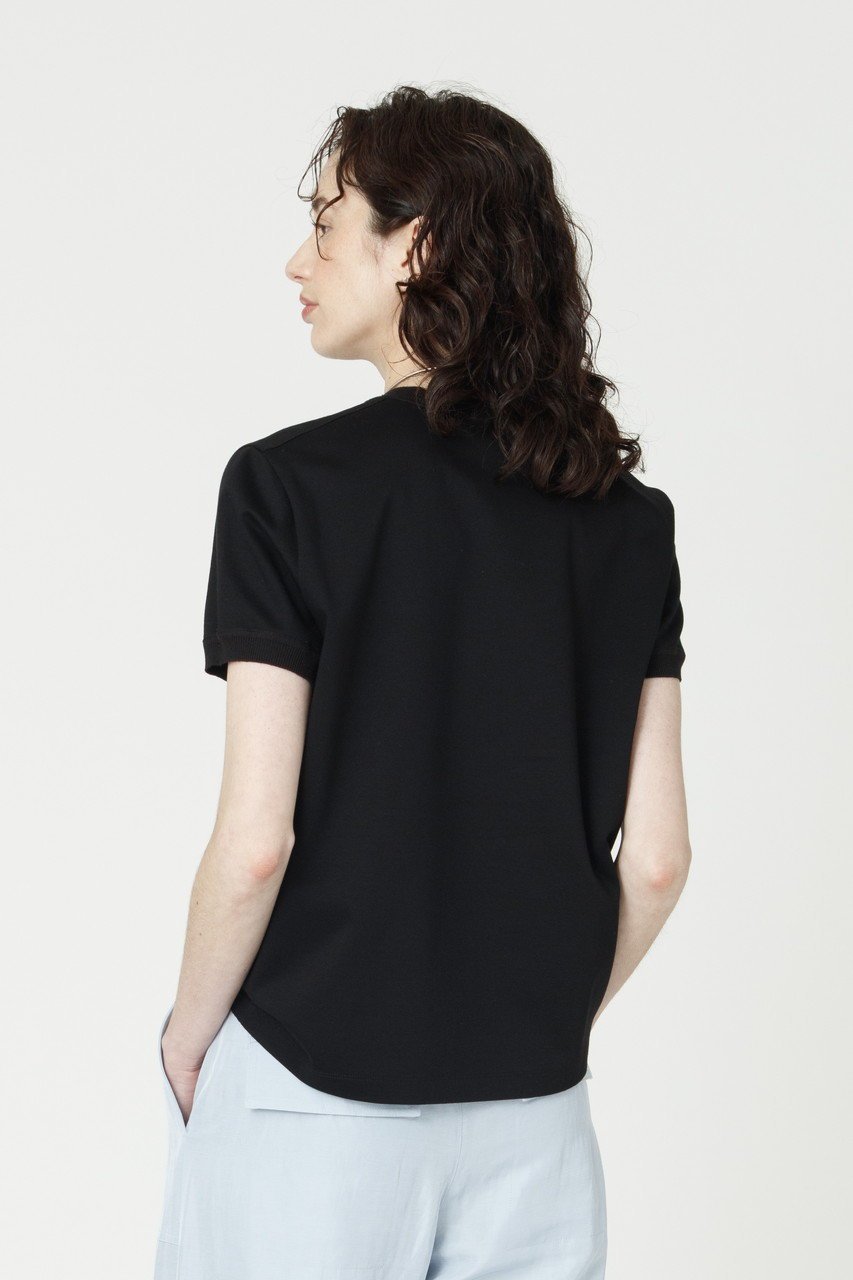 【エブール/ebure】の【ebure×Ron Herman】ニットパーツコットンポンチ Tシャツ 人気、トレンドファッション・服の通販 founy(ファニー) 　ファッション　Fashion　レディースファッション　Fashion for Women　トップス・カットソー　Cut & Sew Tops　ニット　Knit Tops & Sweaters　シャツ・ブラウス・オフィスカジュアル　Elegant Blouses & Button-Ups　ロングTシャツ・Tシャツ　Longline T-Shirts & Tees　カットソー・ベーシックTシャツ　Cut-and-Sewn Tops / Stretch Tees & Basics　カットソー　Cut and Sewn Top　ショート　Short, Short Length　シンプル　Simple, Minimal　スリーブ　Sleeve, Long Sleeve / Short Sleeve　パターン　Pattern, Design Print　定番　Standard, Basic Item　新作・新入荷　New Arrivals / New In　other-6|ID: prp329100004932450 ipo3291000000037021362
