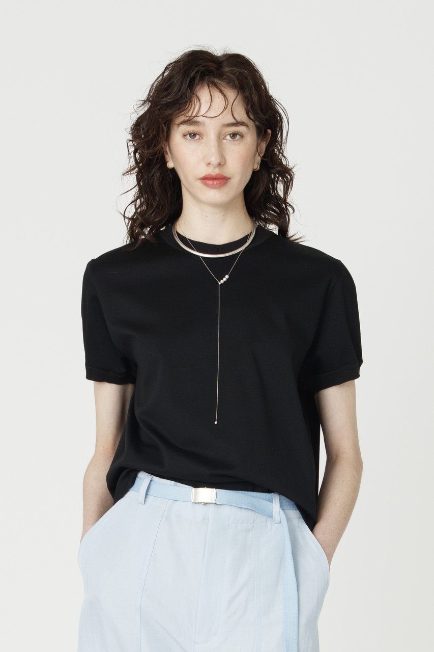 【エブール/ebure】の【ebure×Ron Herman】ニットパーツコットンポンチ Tシャツ 人気、トレンドファッション・服の通販 founy(ファニー) 　ファッション　Fashion　レディースファッション　Fashion for Women　トップス・カットソー　Cut & Sew Tops　ニット　Knit Tops & Sweaters　シャツ・ブラウス・オフィスカジュアル　Elegant Blouses & Button-Ups　ロングTシャツ・Tシャツ　Longline T-Shirts & Tees　カットソー・ベーシックTシャツ　Cut-and-Sewn Tops / Stretch Tees & Basics　カットソー　Cut and Sewn Top　ショート　Short, Short Length　シンプル　Simple, Minimal　スリーブ　Sleeve, Long Sleeve / Short Sleeve　パターン　Pattern, Design Print　定番　Standard, Basic Item　新作・新入荷　New Arrivals / New In　other-7|ID: prp329100004932450 ipo3291000000037021363