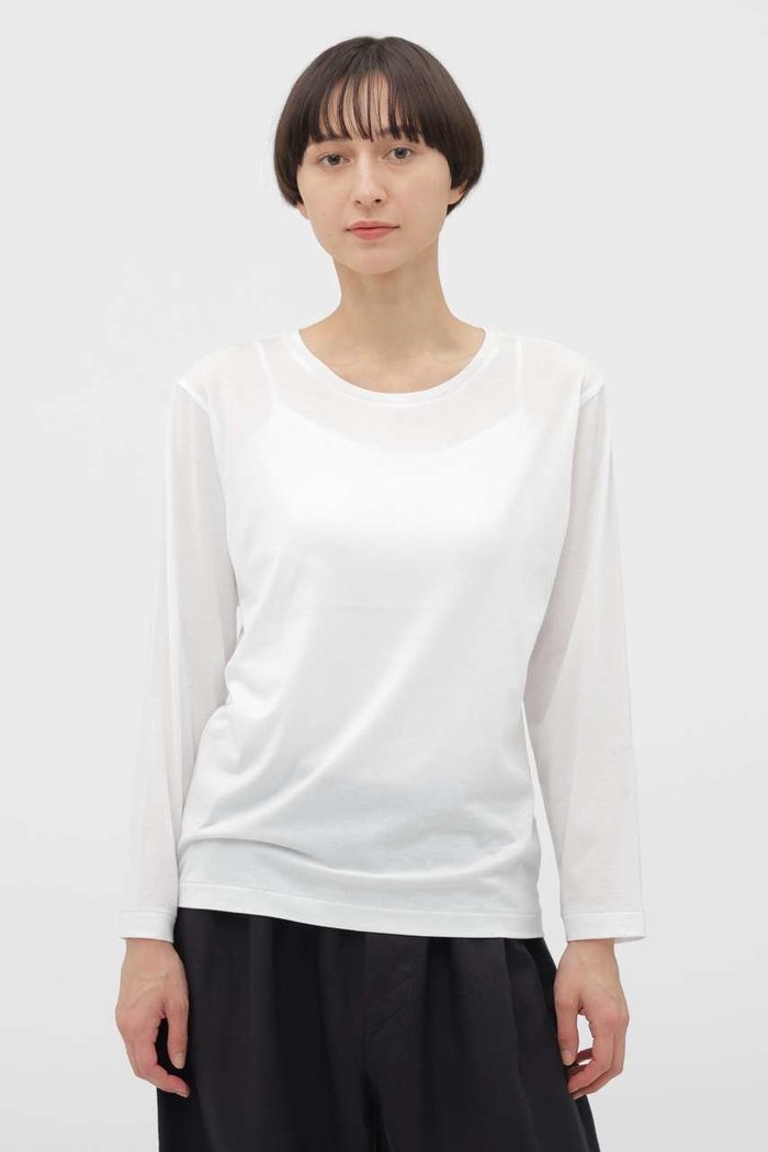 【マーガレットハウエル/MARGARET HOWELL】のSUPERFINE COTTON JERSEY TOP インテリア・キッズ・メンズ・レディースファッション・服の通販 founy(ファウニー) https://founy.com/ ファッション Fashion レディースファッション Fashion for Women トップス・カットソー Cut & Sew Tops シャツ・ブラウス・オフィスカジュアル Elegant Blouses & Button-Ups ロングTシャツ・Tシャツ Longline T-Shirts & Tees カットソー・ベーシックTシャツ Cut-and-Sewn Tops / Stretch Tees & Basics インナー Innerwear シンプル Simple, Minimal スリーブ Sleeve, Long Sleeve / Short Sleeve フィット Fit, Slim Fit プリント Print, Printed Pattern ロング Long, Long-Length |ID: prp329100004932466 ipo3291000000037021490