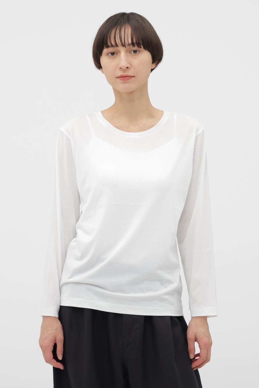 【マーガレットハウエル/MARGARET HOWELL】のSUPERFINE COTTON JERSEY TOP 人気、トレンドファッション・服の通販 founy(ファニー) 　ファッション　Fashion　レディースファッション　Fashion for Women　トップス・カットソー　Cut & Sew Tops　シャツ・ブラウス・オフィスカジュアル　Elegant Blouses & Button-Ups　ロングTシャツ・Tシャツ　Longline T-Shirts & Tees　カットソー・ベーシックTシャツ　Cut-and-Sewn Tops / Stretch Tees & Basics　インナー　Innerwear　シンプル　Simple, Minimal　スリーブ　Sleeve, Long Sleeve / Short Sleeve　フィット　Fit, Slim Fit　プリント　Print, Printed Pattern　ロング　Long, Long-Length　 other-1|ID: prp329100004932466 ipo3291000000037021490