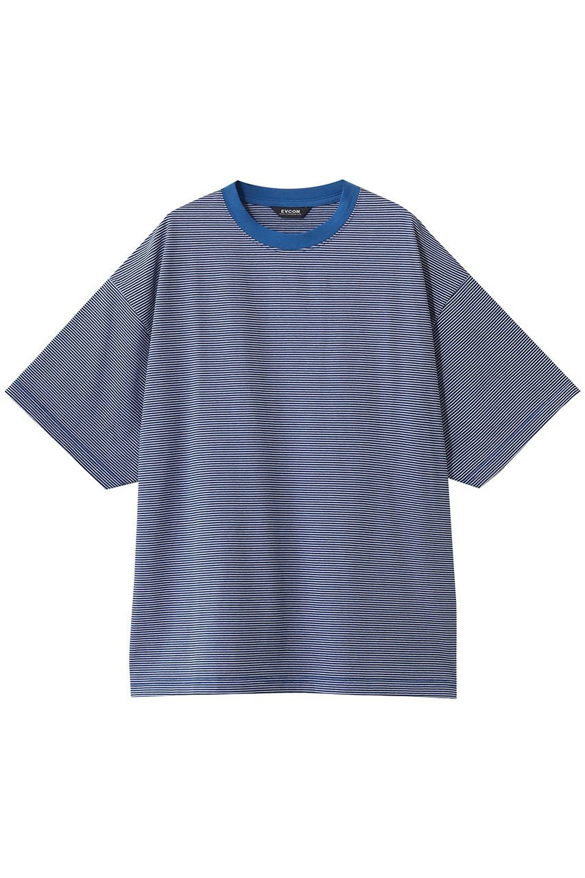 【エビコン/EVCON】の【UNISEX】MERCERIZATION BORDER WIDE S/S TEE インテリア・キッズ・メンズ・レディースファッション・服の通販 founy(ファニー) 　ファッション　Fashion　レディースファッション　Fashion for Women　トップス・カットソー　Cut & Sew Tops　シャツ・ブラウス・オフィスカジュアル　Elegant Blouses & Button-Ups　ロングTシャツ・Tシャツ　Longline T-Shirts & Tees　カットソー・ベーシックTシャツ　Cut-and-Sewn Tops / Stretch Tees & Basics　ユニセックス　Unisex, Genderless　ショート　Short, Short Length　スリーブ　Sleeve, Long Sleeve / Short Sleeve　ボーダー　Border, Stripe　ワイド　Wide, Wide Fit　夏　Summer　S/S・春夏　SS, Spring/Summer, Warm Season　BLUE|ID: prp329100004932493 ipo3291000000037021700