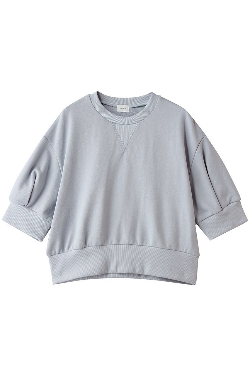 【マノフ/MANOF】のPUFFSLEEVE SWEAT TOPS インテリア・キッズ・メンズ・レディースファッション・服の通販 founy(ファニー) 　ファッション　Fashion　レディースファッション　Fashion for Women　トップス・カットソー　Cut & Sew Tops　シャツ・ブラウス・オフィスカジュアル　Elegant Blouses & Button-Ups　レディースパーカー・カジュアルフーディー　Casual Hoodies & Sweatshirts　ロングTシャツ・Tシャツ　Longline T-Shirts & Tees　スウェット・クルーネックトップス　Sweatshirts & Crewnecks / Relaxed Fit Sweat Tops　カットソー・ベーシックTシャツ　Cut-and-Sewn Tops / Stretch Tees & Basics　クロップド　Cropped, Short Length　シンプル　Simple, Minimal　スリーブ　Sleeve, Long Sleeve / Short Sleeve　半袖　Short Sleeve, Half Sleeve　LAVENDER|ID: prp329100004932494 ipo3291000000037021707