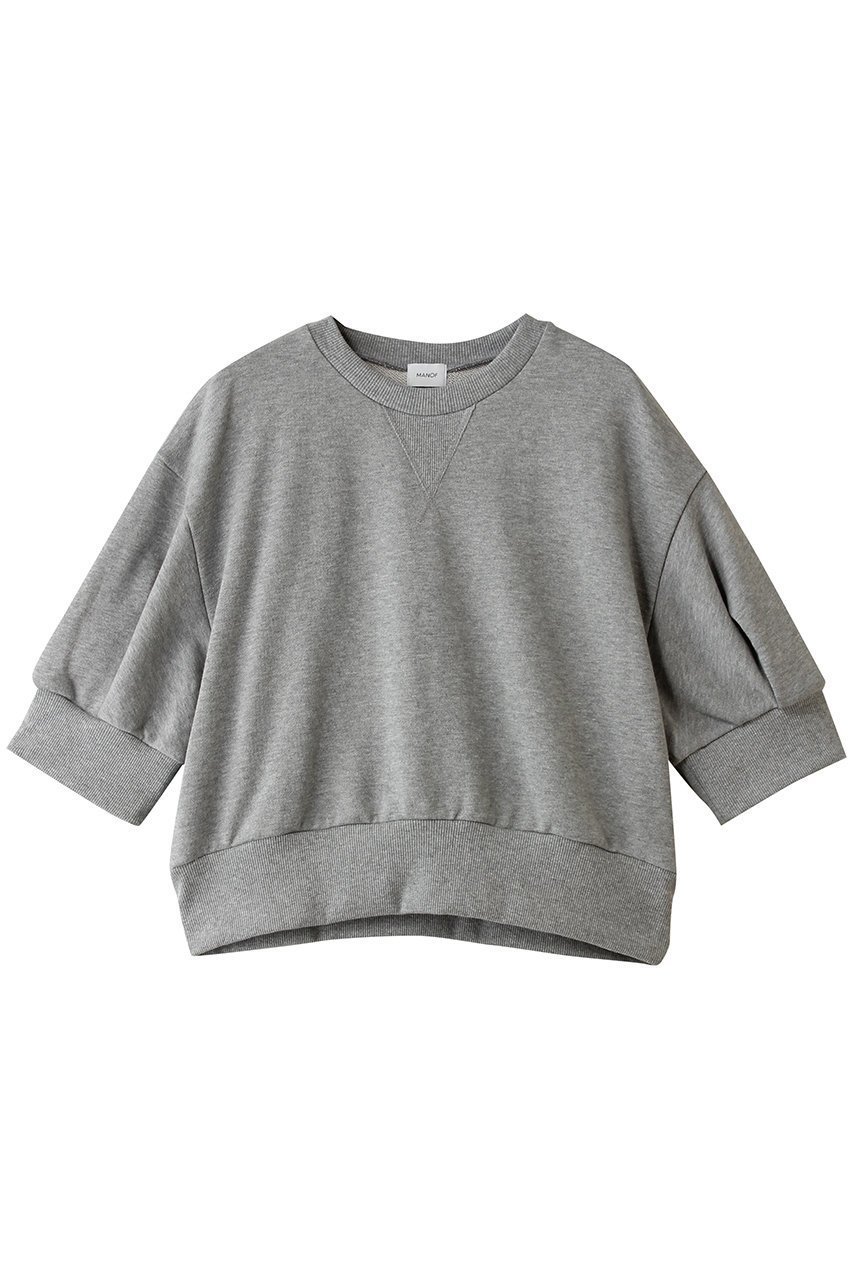 【マノフ/MANOF】のPUFFSLEEVE SWEAT TOPS インテリア・キッズ・メンズ・レディースファッション・服の通販 founy(ファニー) 　ファッション　Fashion　レディースファッション　Fashion for Women　トップス・カットソー　Cut & Sew Tops　シャツ・ブラウス・オフィスカジュアル　Elegant Blouses & Button-Ups　レディースパーカー・カジュアルフーディー　Casual Hoodies & Sweatshirts　ロングTシャツ・Tシャツ　Longline T-Shirts & Tees　スウェット・クルーネックトップス　Sweatshirts & Crewnecks / Relaxed Fit Sweat Tops　カットソー・ベーシックTシャツ　Cut-and-Sewn Tops / Stretch Tees & Basics　クロップド　Cropped, Short Length　シンプル　Simple, Minimal　スリーブ　Sleeve, Long Sleeve / Short Sleeve　半袖　Short Sleeve, Half Sleeve　GRAY|ID: prp329100004932494 ipo3291000000037021708