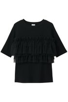 【マノフ/MANOF】のTULLE FRILL CUT TOPSトップス 人気、トレンドファッション・服の通販 founy(ファニー) ファッション Fashion レディースファッション Fashion for Women トップス・カットソー Cut & Sew Tops シャツ・ブラウス・オフィスカジュアル Elegant Blouses & Button-Ups ロングTシャツ・Tシャツ Longline T-Shirts & Tees カットソー・ベーシックTシャツ Cut-and-Sewn Tops / Stretch Tees & Basics エアリー Airy Texture カットソー Cut and Sewn Top ショート Short, Short Length スリーブ Sleeve, Long Sleeve / Short Sleeve ダウン Down, Puffer チュール Tulip, Tulip Motif デニム Denim, Jeans Material ビスチェ Bustier, Corset Top フェミニン Feminine, Girly フリル Frill, Ruffle エレガント 上品 Elegant thumbnail BLACK|ID: prp329100004932495 ipo3291000000037021716