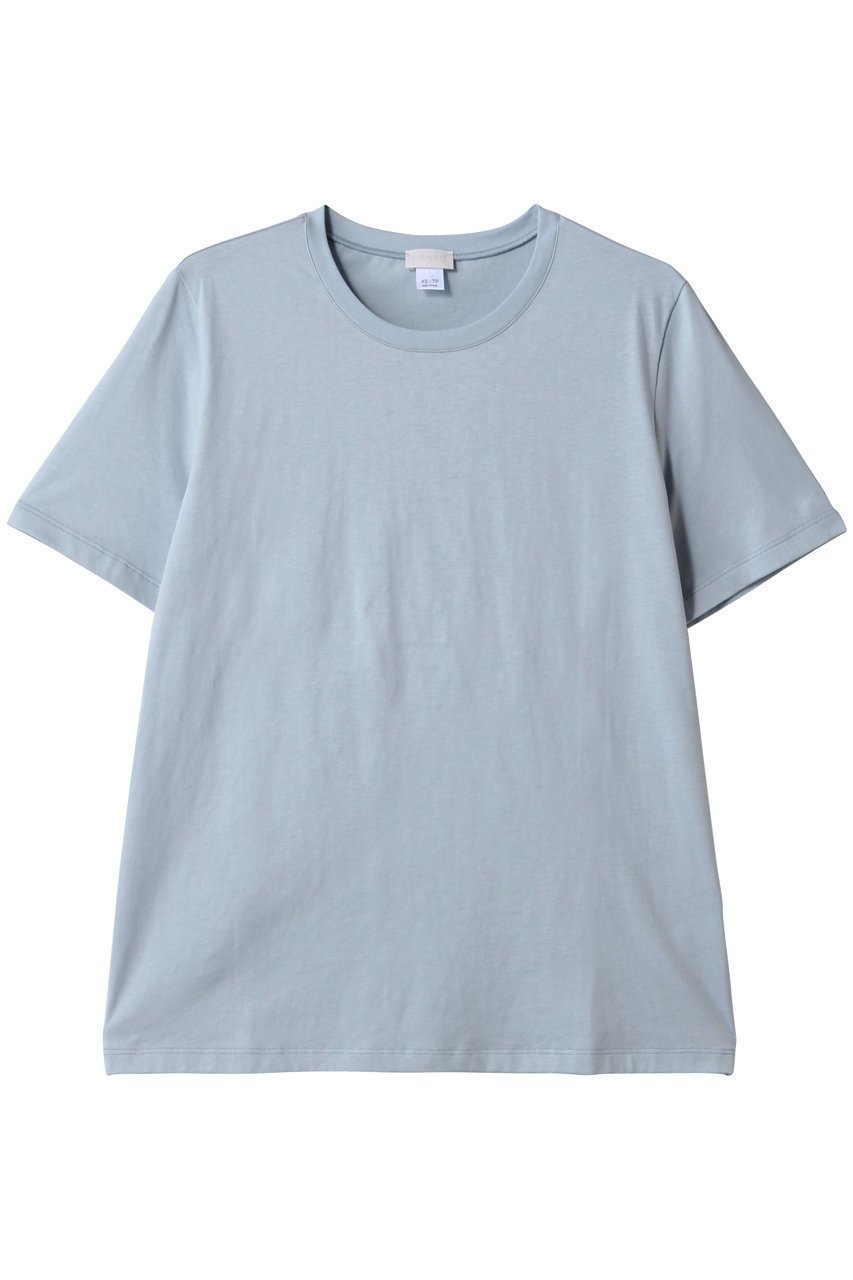 【ハンロ/HANRO】の半袖シャツ ラウンドネック インテリア・キッズ・メンズ・レディースファッション・服の通販 founy(ファニー) 　ファッション　Fashion　レディースファッション　Fashion for Women　トップス・カットソー　Cut & Sew Tops　シャツ・ブラウス・オフィスカジュアル　Elegant Blouses & Button-Ups　ロングTシャツ・Tシャツ　Longline T-Shirts & Tees　カットソー・ベーシックTシャツ　Cut-and-Sewn Tops / Stretch Tees & Basics　なめらか　Smooth, Silky Texture　インナー　Innerwear　ショート　Short, Short Length　シンプル　Simple, Minimal　スリーブ　Sleeve, Long Sleeve / Short Sleeve　ベーシック　Basic, Essential　ラウンド　Round, Round Neck　半袖　Short Sleeve, Half Sleeve　定番　Standard, Basic Item　サックス|ID: prp329100004932505 ipo3291000000037021802