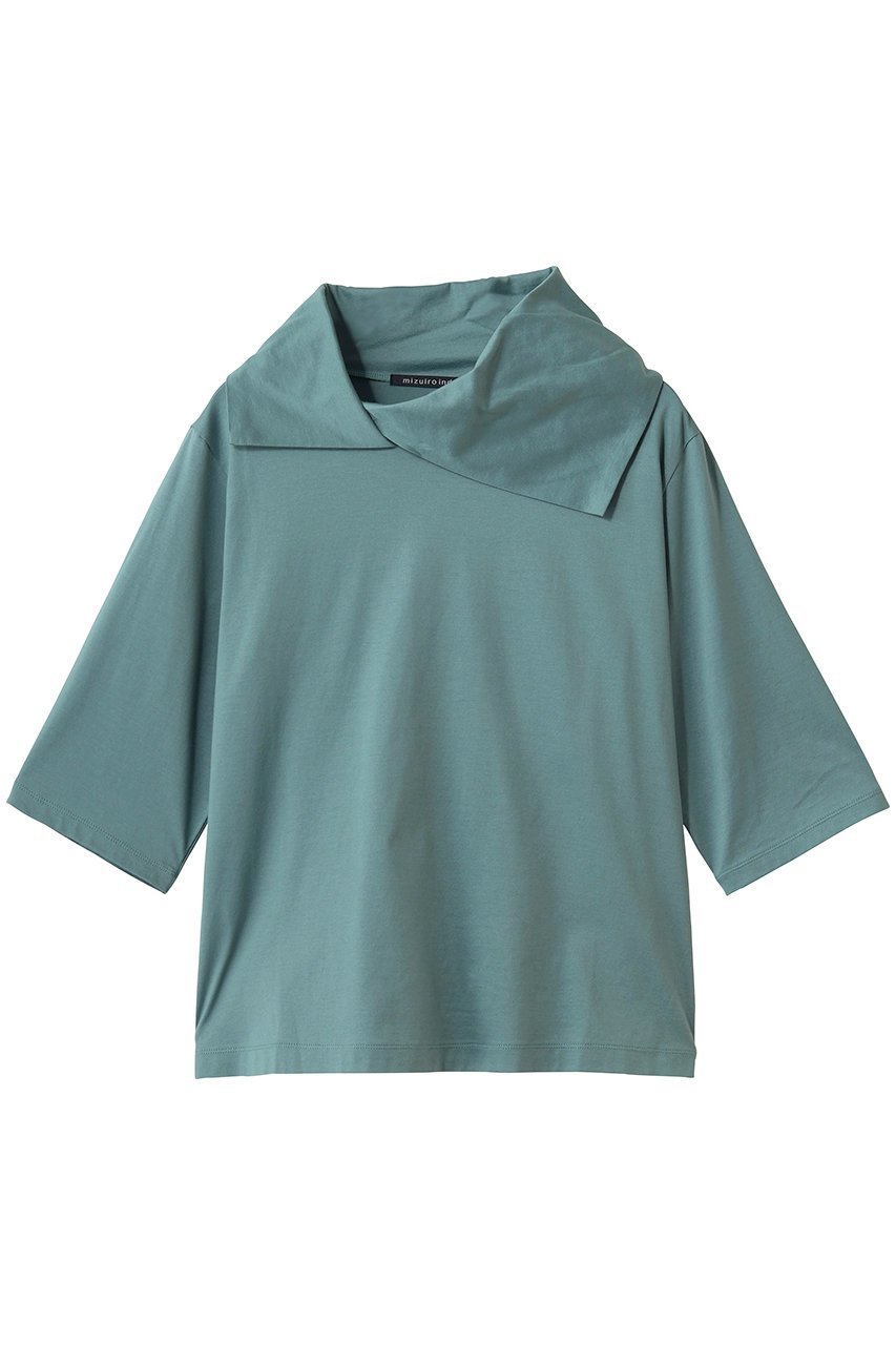 【ミズイロ インド/mizuiro ind】のasymmetry collar P/O プルオーバー インテリア・キッズ・メンズ・レディースファッション・服の通販 founy(ファニー) 　ファッション　Fashion　レディースファッション　Fashion for Women　トップス・カットソー　Cut & Sew Tops　シャツ・ブラウス・オフィスカジュアル　Elegant Blouses & Button-Ups　ロングTシャツ・Tシャツ　Longline T-Shirts & Tees　カジュアルプルオーバー・ニットトップス　Pullovers & Knit Tops / Casual Pullovers　カットソー・ベーシックTシャツ　Cut-and-Sewn Tops / Stretch Tees & Basics　アシンメトリー　Asymmetrical Style　ショート　Short, Short Length　スリーブ　Sleeve, Long Sleeve / Short Sleeve　エレガント 上品　Elegant　半袖　Short Sleeve, Half Sleeve　green|ID: prp329100004932506 ipo3291000000037021813