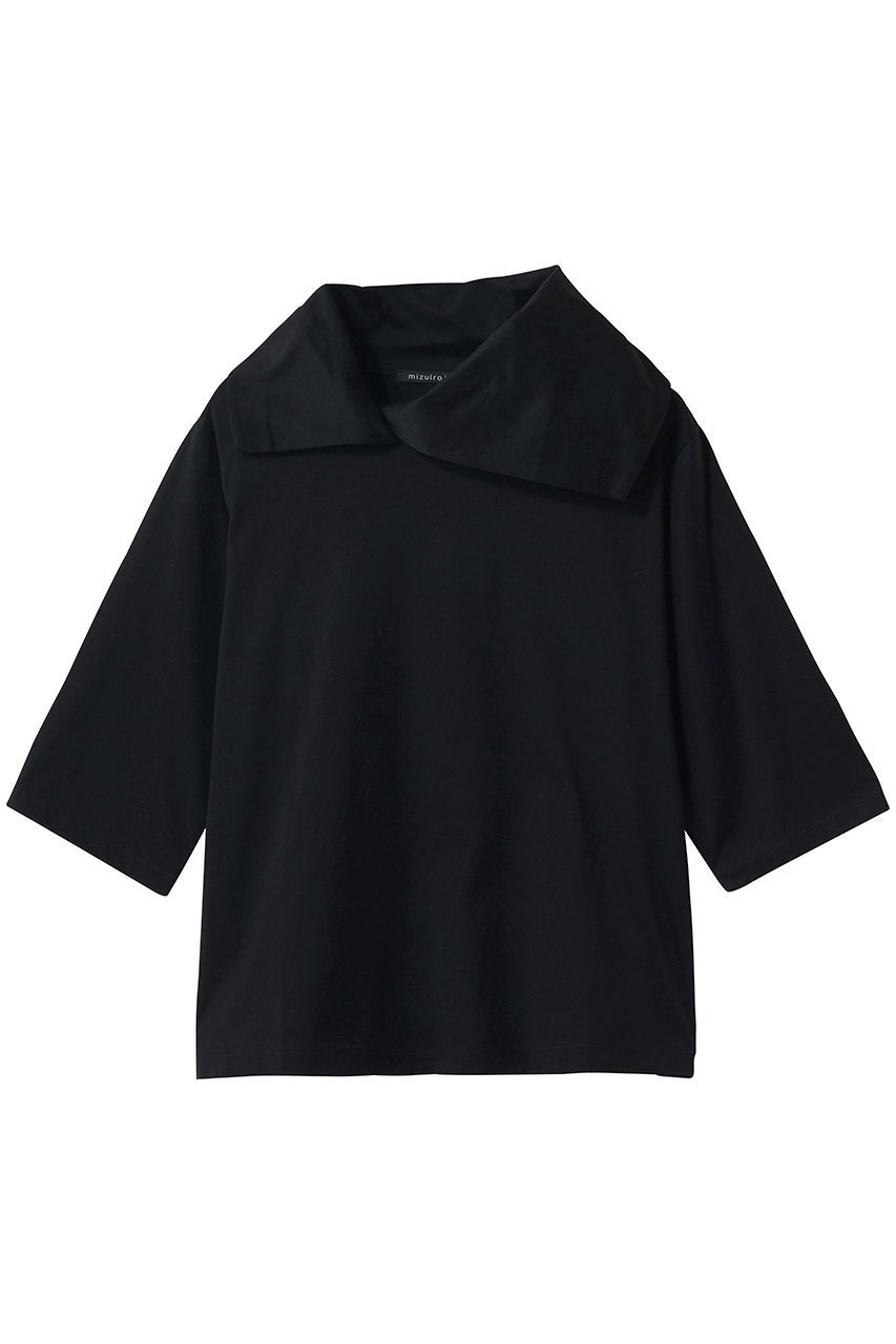 【ミズイロ インド/mizuiro ind】のasymmetry collar P/O プルオーバー インテリア・キッズ・メンズ・レディースファッション・服の通販 founy(ファニー) 　ファッション　Fashion　レディースファッション　Fashion for Women　トップス・カットソー　Cut & Sew Tops　シャツ・ブラウス・オフィスカジュアル　Elegant Blouses & Button-Ups　ロングTシャツ・Tシャツ　Longline T-Shirts & Tees　カジュアルプルオーバー・ニットトップス　Pullovers & Knit Tops / Casual Pullovers　カットソー・ベーシックTシャツ　Cut-and-Sewn Tops / Stretch Tees & Basics　アシンメトリー　Asymmetrical Style　ショート　Short, Short Length　スリーブ　Sleeve, Long Sleeve / Short Sleeve　エレガント 上品　Elegant　半袖　Short Sleeve, Half Sleeve　black|ID: prp329100004932506 ipo3291000000037021815