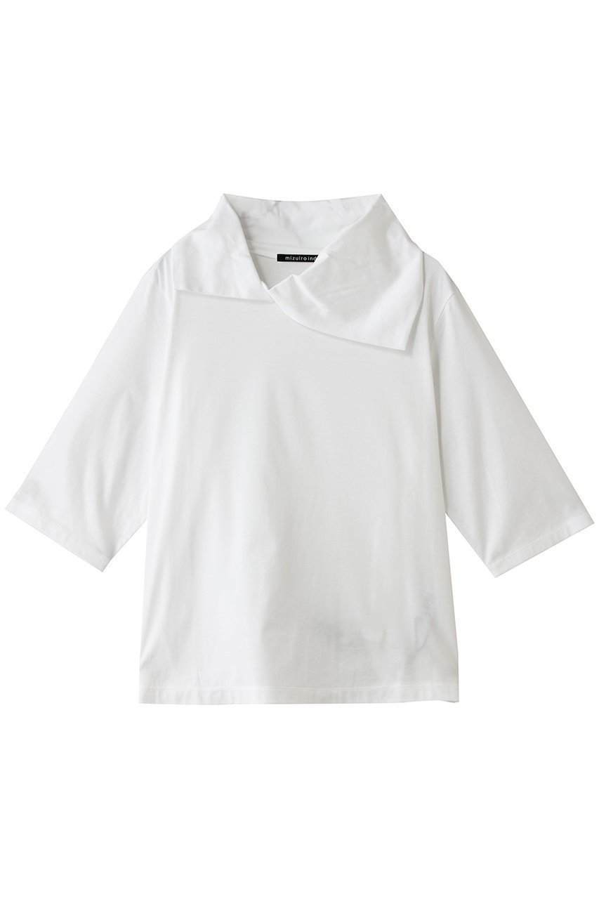 【ミズイロ インド/mizuiro ind】のasymmetry collar P/O プルオーバー インテリア・キッズ・メンズ・レディースファッション・服の通販 founy(ファニー) 　ファッション　Fashion　レディースファッション　Fashion for Women　トップス・カットソー　Cut & Sew Tops　シャツ・ブラウス・オフィスカジュアル　Elegant Blouses & Button-Ups　ロングTシャツ・Tシャツ　Longline T-Shirts & Tees　カジュアルプルオーバー・ニットトップス　Pullovers & Knit Tops / Casual Pullovers　カットソー・ベーシックTシャツ　Cut-and-Sewn Tops / Stretch Tees & Basics　アシンメトリー　Asymmetrical Style　ショート　Short, Short Length　スリーブ　Sleeve, Long Sleeve / Short Sleeve　エレガント 上品　Elegant　半袖　Short Sleeve, Half Sleeve　off white|ID: prp329100004932506 ipo3291000000037021816