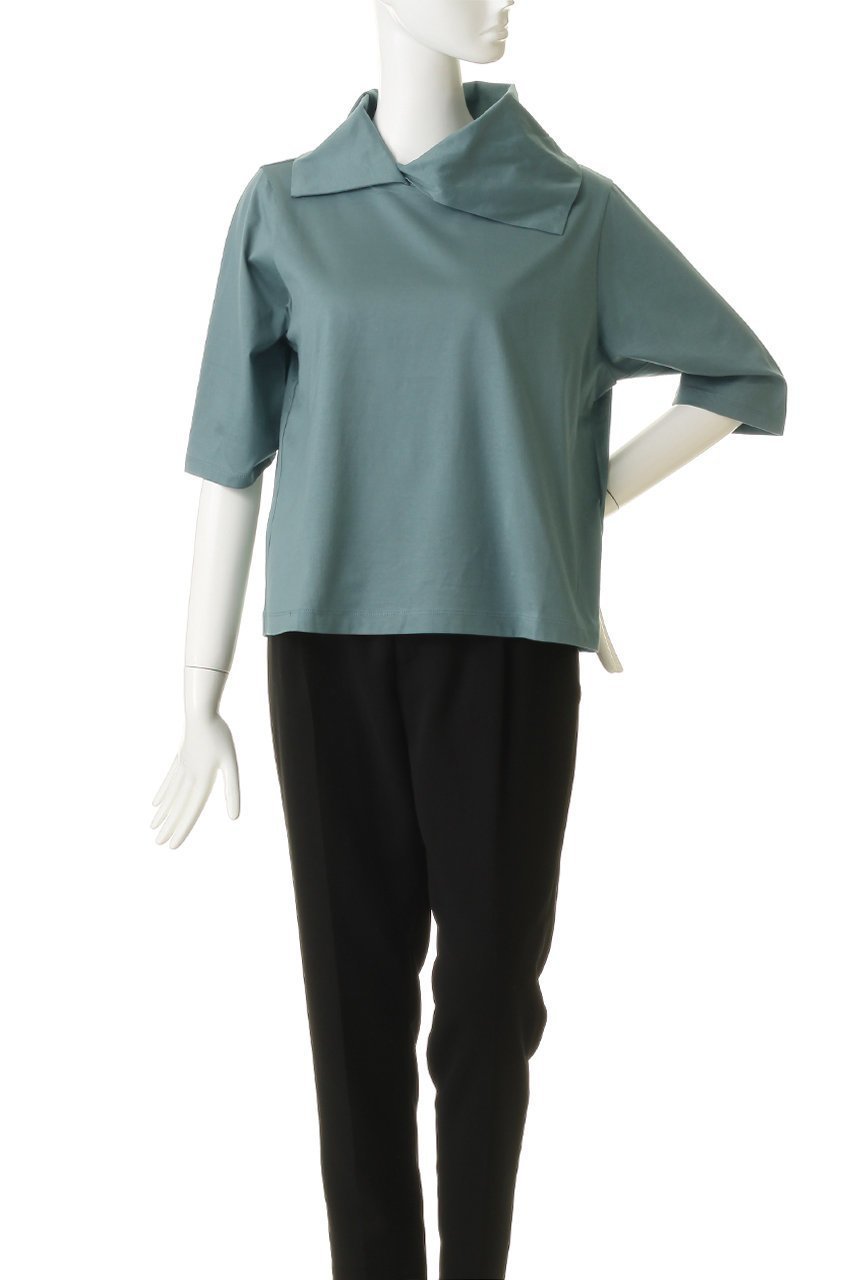 【ミズイロ インド/mizuiro ind】のasymmetry collar P/O プルオーバー 人気、トレンドファッション・服の通販 founy(ファニー) 　ファッション　Fashion　レディースファッション　Fashion for Women　トップス・カットソー　Cut & Sew Tops　シャツ・ブラウス・オフィスカジュアル　Elegant Blouses & Button-Ups　ロングTシャツ・Tシャツ　Longline T-Shirts & Tees　カジュアルプルオーバー・ニットトップス　Pullovers & Knit Tops / Casual Pullovers　カットソー・ベーシックTシャツ　Cut-and-Sewn Tops / Stretch Tees & Basics　アシンメトリー　Asymmetrical Style　ショート　Short, Short Length　スリーブ　Sleeve, Long Sleeve / Short Sleeve　エレガント 上品　Elegant　半袖　Short Sleeve, Half Sleeve　other-2|ID: prp329100004932506 ipo3291000000037021818