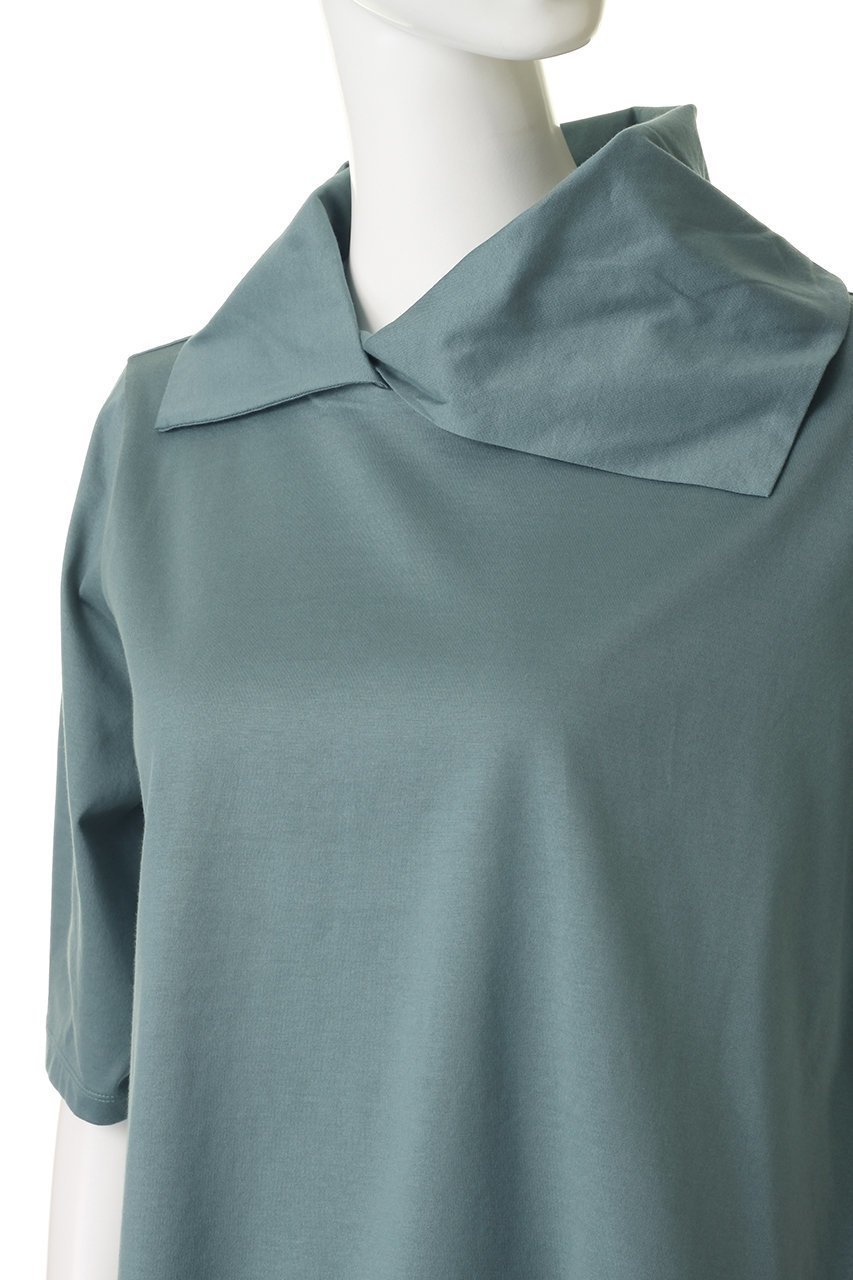 【ミズイロ インド/mizuiro ind】のasymmetry collar P/O プルオーバー 人気、トレンドファッション・服の通販 founy(ファニー) 　ファッション　Fashion　レディースファッション　Fashion for Women　トップス・カットソー　Cut & Sew Tops　シャツ・ブラウス・オフィスカジュアル　Elegant Blouses & Button-Ups　ロングTシャツ・Tシャツ　Longline T-Shirts & Tees　カジュアルプルオーバー・ニットトップス　Pullovers & Knit Tops / Casual Pullovers　カットソー・ベーシックTシャツ　Cut-and-Sewn Tops / Stretch Tees & Basics　アシンメトリー　Asymmetrical Style　ショート　Short, Short Length　スリーブ　Sleeve, Long Sleeve / Short Sleeve　エレガント 上品　Elegant　半袖　Short Sleeve, Half Sleeve　other-5|ID: prp329100004932506 ipo3291000000037021821