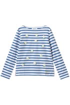 【ミュベール/MUVEIL】のエーデルワイスボーダーカットソー 人気、トレンドファッション・服の通販 founy(ファニー) ファッション Fashion レディースファッション Fashion for Women トップス・カットソー Cut & Sew Tops シャツ・ブラウス・オフィスカジュアル Elegant Blouses & Button-Ups ロングTシャツ・Tシャツ Longline T-Shirts & Tees カットソー・ベーシックTシャツ Cut-and-Sewn Tops / Stretch Tees & Basics カットソー Cut and Sewn Top スリーブ Sleeve, Long Sleeve / Short Sleeve ネオン Neon, Neon Color ボーダー Border, Stripe モチーフ Motif, Design Theme ロング Long, Long-Length エレガント 上品 Elegant thumbnail ブルー|ID: prp329100004932514 ipo3291000000037021912