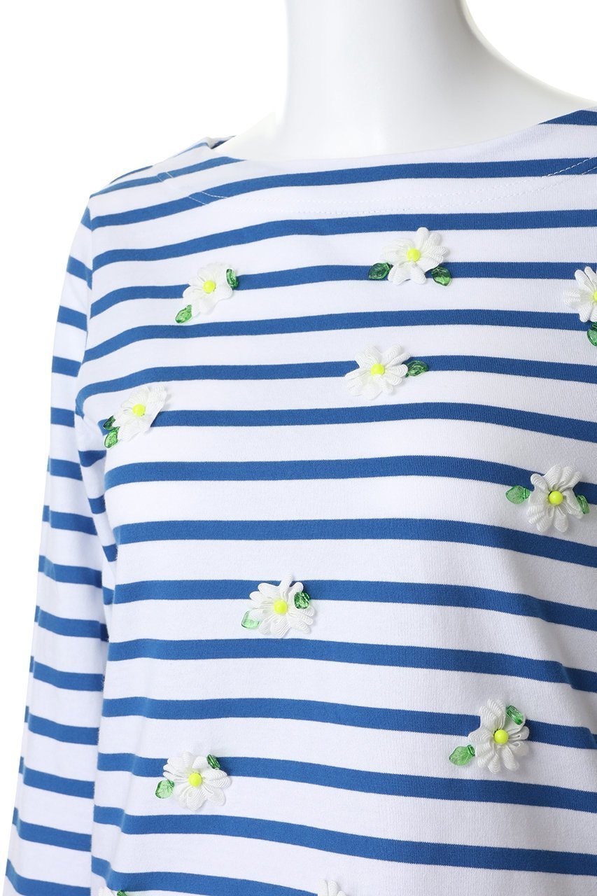 【ミュベール/MUVEIL】のエーデルワイスボーダーカットソー 人気、トレンドファッション・服の通販 founy(ファニー) 　ファッション　Fashion　レディースファッション　Fashion for Women　トップス・カットソー　Cut & Sew Tops　シャツ・ブラウス・オフィスカジュアル　Elegant Blouses & Button-Ups　ロングTシャツ・Tシャツ　Longline T-Shirts & Tees　カットソー・ベーシックTシャツ　Cut-and-Sewn Tops / Stretch Tees & Basics　カットソー　Cut and Sewn Top　スリーブ　Sleeve, Long Sleeve / Short Sleeve　ネオン　Neon, Neon Color　ボーダー　Border, Stripe　モチーフ　Motif, Design Theme　ロング　Long, Long-Length　エレガント 上品　Elegant　other-5|ID: prp329100004932514 ipo3291000000037021916