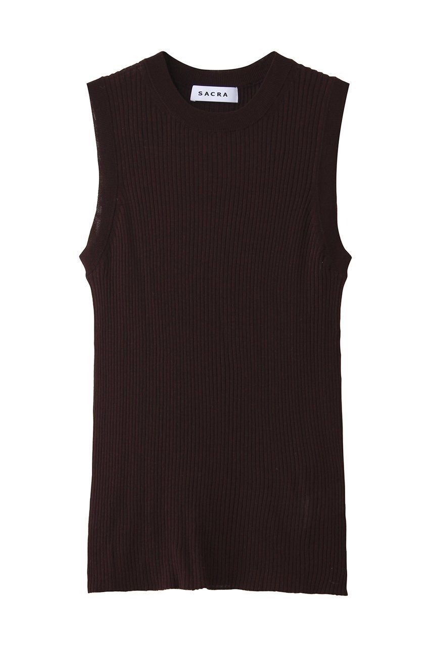 【サクラ/SACRA】のファインツイストコットンリネンリブタンクトップ インテリア・キッズ・メンズ・レディースファッション・服の通販 founy(ファニー) 　ファッション　Fashion　レディースファッション　Fashion for Women　トップス・カットソー　Cut & Sew Tops　キャミソール&ノースリーブ　Camisoles & Sleeveless Tops　シャツ・ブラウス・オフィスカジュアル　Elegant Blouses & Button-Ups　ロングTシャツ・Tシャツ　Longline T-Shirts & Tees　カットソー・ベーシックTシャツ　Cut-and-Sewn Tops / Stretch Tees & Basics　アメリカン　American Style　インナー　Innerwear　キャミソール　Camisole, Spaghetti Strap Top　コンパクト　Compact, Small Size　サマー　Summer, Summer Style　スリーブ　Sleeve, Long Sleeve / Short Sleeve　タンク　Tank Top, Sleeveless Top　ノースリーブ　Sleeveless, No-Sleeve　リラックス　Relax, Relaxed Fit　夏　Summer　ブラウン|ID: prp329100004932530 ipo3291000000037022059