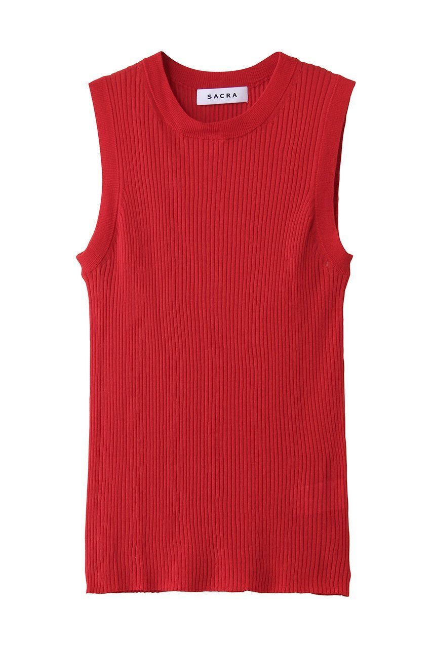 【サクラ/SACRA】のファインツイストコットンリネンリブタンクトップ インテリア・キッズ・メンズ・レディースファッション・服の通販 founy(ファニー) 　ファッション　Fashion　レディースファッション　Fashion for Women　トップス・カットソー　Cut & Sew Tops　キャミソール&ノースリーブ　Camisoles & Sleeveless Tops　シャツ・ブラウス・オフィスカジュアル　Elegant Blouses & Button-Ups　ロングTシャツ・Tシャツ　Longline T-Shirts & Tees　カットソー・ベーシックTシャツ　Cut-and-Sewn Tops / Stretch Tees & Basics　アメリカン　American Style　インナー　Innerwear　キャミソール　Camisole, Spaghetti Strap Top　コンパクト　Compact, Small Size　サマー　Summer, Summer Style　スリーブ　Sleeve, Long Sleeve / Short Sleeve　タンク　Tank Top, Sleeveless Top　ノースリーブ　Sleeveless, No-Sleeve　リラックス　Relax, Relaxed Fit　夏　Summer　レッド|ID: prp329100004932530 ipo3291000000037022060