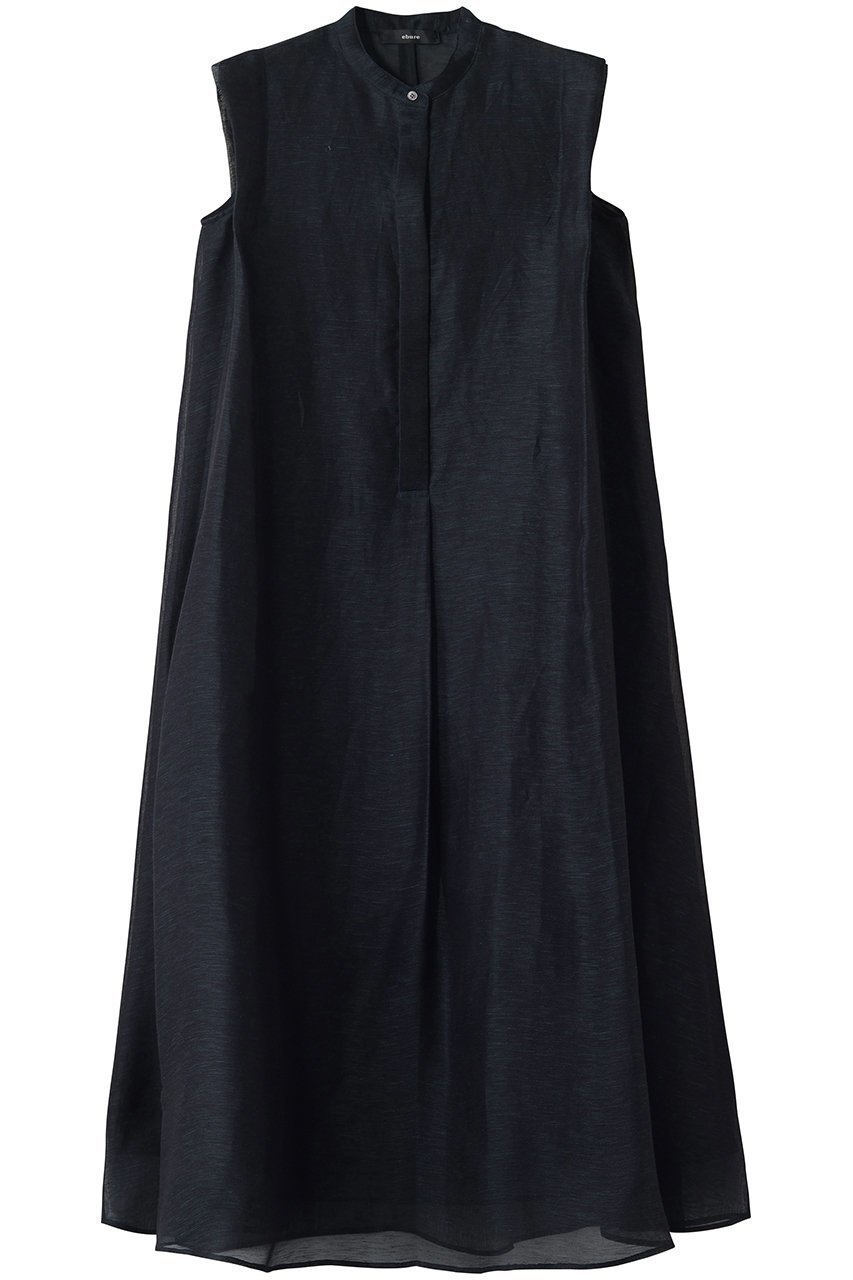 【エブール/ebure】のリネンシルクシアー オーガンジーワンピース インテリア・キッズ・メンズ・レディースファッション・服の通販 founy(ファニー) 　ファッション　Fashion　レディースファッション　Fashion for Women　ワンピース　Dresses　チュニック　Tunic Tops & Dresses　エレガント 上品　Elegant　オーガンジー　Organza Fabric　サンダル　Sandals, Summer Shoes　シューズ　Shoes, Footwear　シルク　Silk, 100% Silk　スキッパー　Skipper, Open Collar　スニーカー　Sneakers, Trainers　チュニック　Tunic, Long Top　フラット　Flat, Flat Shoes　リネン　Linen, Linen Fabric　ロング　Long, Long-Length　再入荷　Restock / Back in Stock　ネイビー|ID: prp329100004932599 ipo3291000000037022553