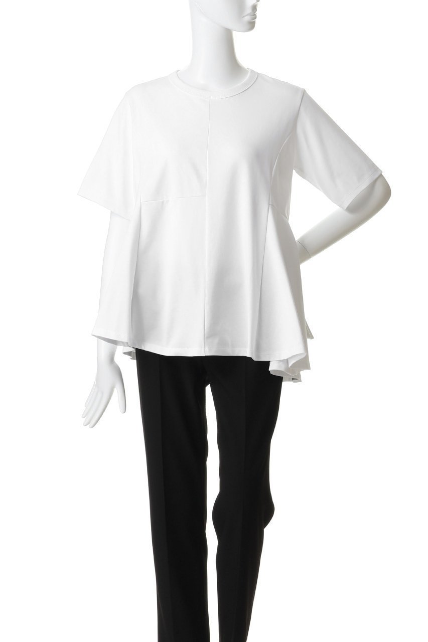 【エリオポール/heliopole】の【PROTAGONISTA】フレアショートスリーブクルーネックカットソー 人気、トレンドファッション・服の通販 founy(ファニー) 　ファッション　Fashion　レディースファッション　Fashion for Women　トップス・カットソー　Cut & Sew Tops　シャツ・ブラウス・オフィスカジュアル　Elegant Blouses & Button-Ups　ロングTシャツ・Tシャツ　Longline T-Shirts & Tees　カットソー・ベーシックTシャツ　Cut-and-Sewn Tops / Stretch Tees & Basics　カットソー　Cut and Sewn Top　ショート　Short, Short Length　スリーブ　Sleeve, Long Sleeve / Short Sleeve　ドレープ　Drape, Draping Fabric　ボトム　Bottoms, Lower Wear　ミドル　Middle Length, Mid Height　other-2|ID: prp329100004932633 ipo3291000000037022787