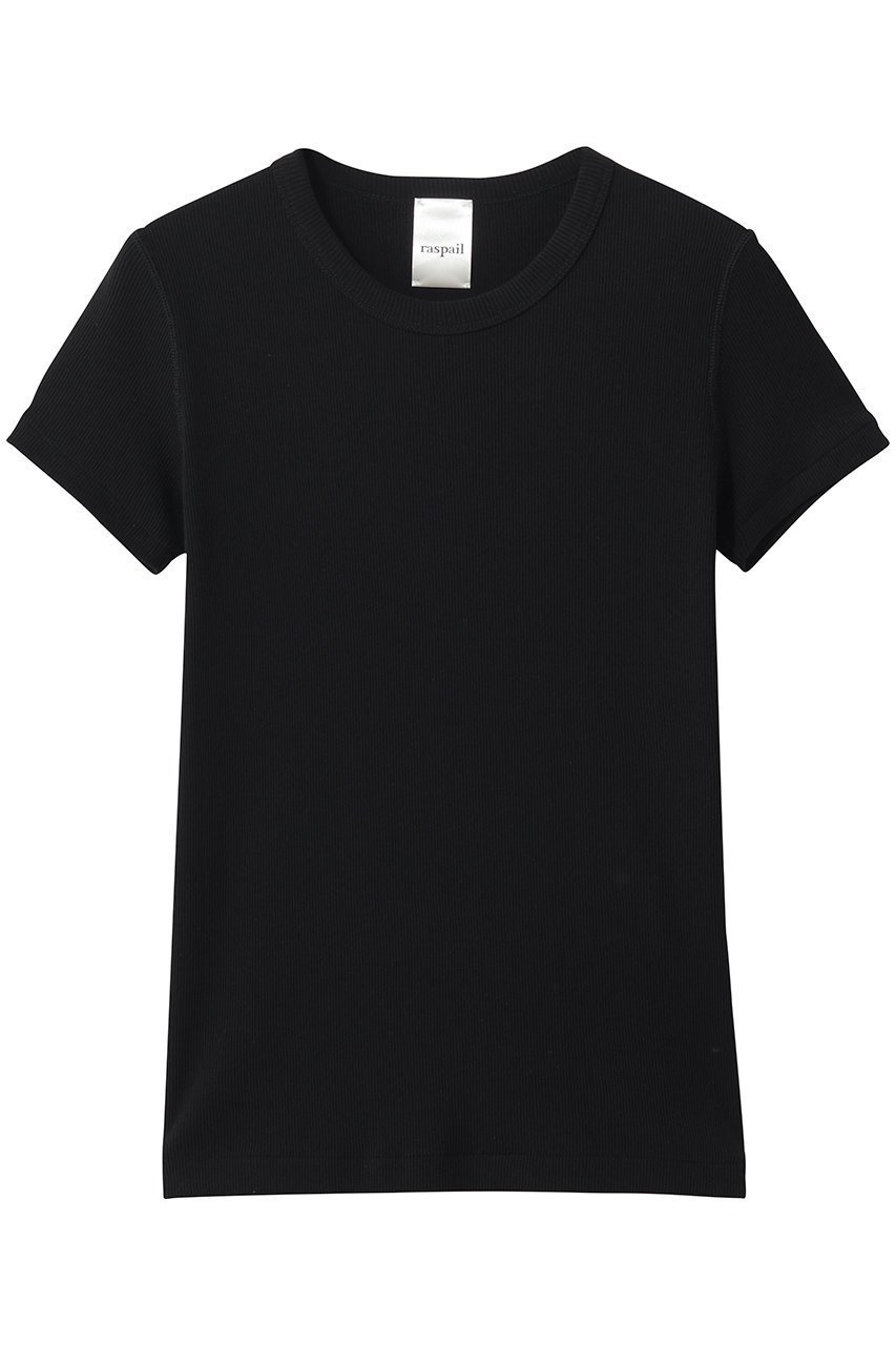 【ラスパイユ/raspail】のコットン リブクルーネック プルオーバー インテリア・キッズ・メンズ・レディースファッション・服の通販 founy(ファニー) 　ファッション　Fashion　レディースファッション　Fashion for Women　トップス・カットソー　Cut & Sew Tops　シャツ・ブラウス・オフィスカジュアル　Elegant Blouses & Button-Ups　ロングTシャツ・Tシャツ　Longline T-Shirts & Tees　カジュアルプルオーバー・ニットトップス　Pullovers & Knit Tops / Casual Pullovers　カットソー・ベーシックTシャツ　Cut-and-Sewn Tops / Stretch Tees & Basics　ショート　Short, Short Length　スリーブ　Sleeve, Long Sleeve / Short Sleeve　テレコ　Ribbed, Rib Stitch　定番　Standard, Basic Item　新作・新入荷　New Arrivals / New In　ブラック|ID: prp329100004932673 ipo3291000000037023323