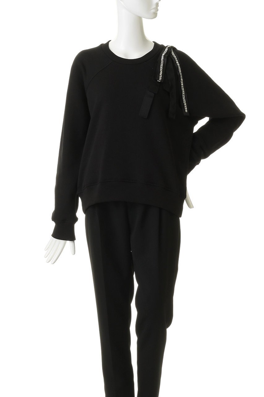 【ヌメロ ヴェントゥーノ/N°21】のテープリボン モチーフ スウェット 人気、トレンドファッション・服の通販 founy(ファニー) 　ファッション　Fashion　レディースファッション　Fashion for Women　トップス・カットソー　Cut & Sew Tops　シャツ・ブラウス・オフィスカジュアル　Elegant Blouses & Button-Ups　レディースパーカー・カジュアルフーディー　Casual Hoodies & Sweatshirts　ロングTシャツ・Tシャツ　Longline T-Shirts & Tees　スウェット・クルーネックトップス　Sweatshirts & Crewnecks / Relaxed Fit Sweat Tops　カットソー・ベーシックTシャツ　Cut-and-Sewn Tops / Stretch Tees & Basics　スウェット / スエット　Sweatshirt, Sweatwear　モチーフ　Motif, Design Theme　リボン　Ribbon, Bow　新作・新入荷　New Arrivals / New In　other-2|ID: prp329100004932676 ipo3291000000037023350