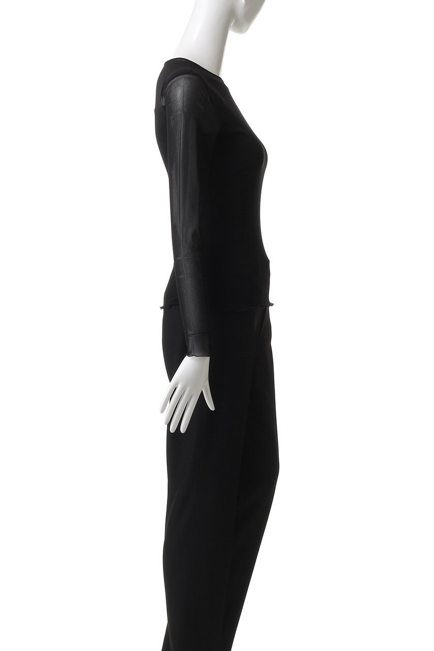 【ジェイドット/j.】のストレッチオーガンジー クルーネックトップス 人気、トレンドファッション・服の通販 founy(ファニー) 　ファッション　Fashion　レディースファッション　Fashion for Women　トップス・カットソー　Cut & Sew Tops　シャツ・ブラウス・オフィスカジュアル　Elegant Blouses & Button-Ups　ロングTシャツ・Tシャツ　Longline T-Shirts & Tees　カットソー・ベーシックTシャツ　Cut-and-Sewn Tops / Stretch Tees & Basics　おすすめ　Recommended / Our Picks　インナー　Innerwear　エアリー　Airy Texture　オーガンジー　Organza Fabric　コンパクト　Compact, Small Size　ジャケット　Jacket, Outerwear　ストレッチ　Stretch, Stretchy Fabric　スリーブ　Sleeve, Long Sleeve / Short Sleeve　デコルテ　Décolleté, Neckline　ベーシック　Basic, Essential　ロング　Long, Long-Length　エレガント 上品　Elegant　再入荷　Restock / Back in Stock　other-3|ID: prp329100004932680 ipo3291000000037023391