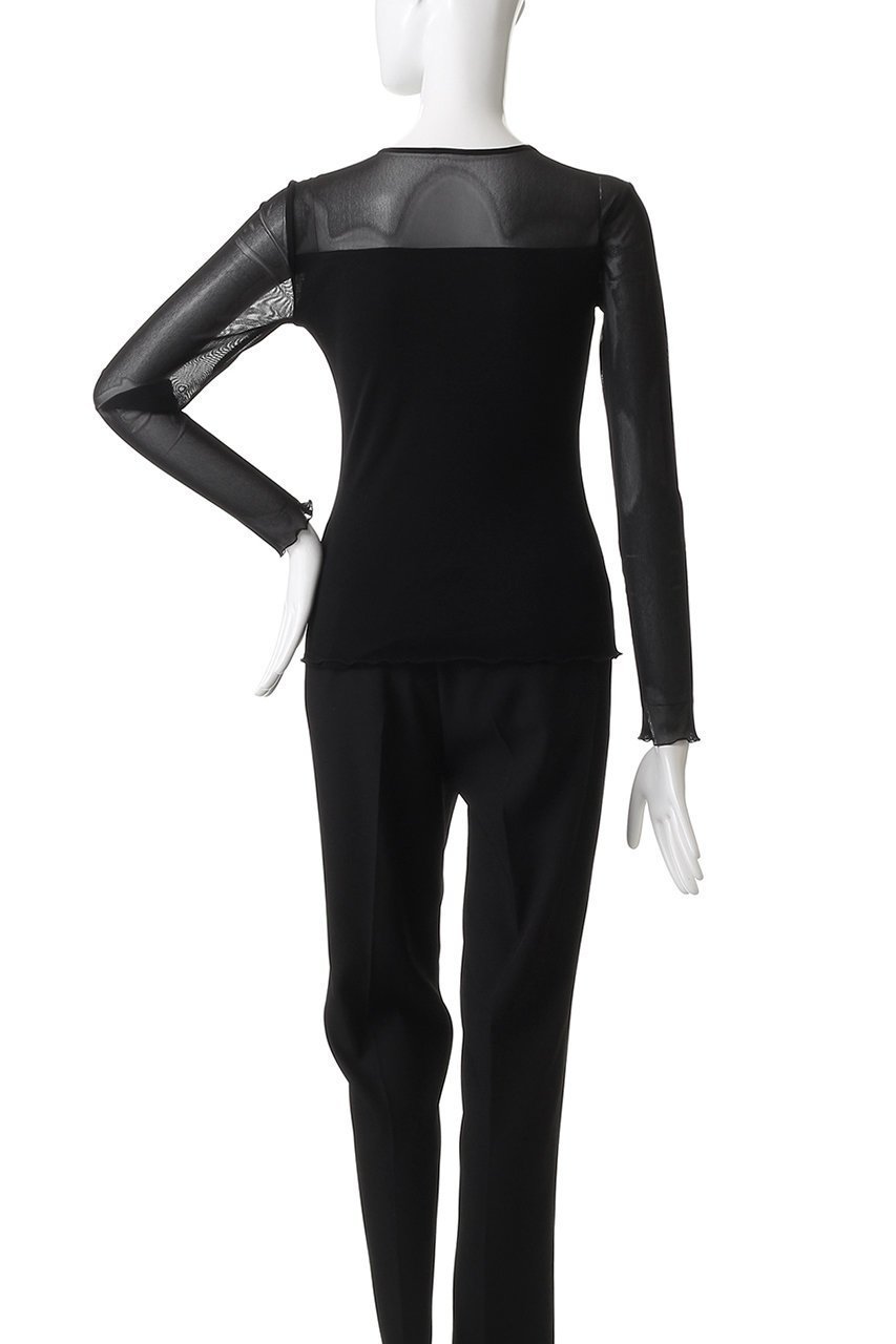 【ジェイドット/j.】のストレッチオーガンジー クルーネックトップス 人気、トレンドファッション・服の通販 founy(ファニー) 　ファッション　Fashion　レディースファッション　Fashion for Women　トップス・カットソー　Cut & Sew Tops　シャツ・ブラウス・オフィスカジュアル　Elegant Blouses & Button-Ups　ロングTシャツ・Tシャツ　Longline T-Shirts & Tees　カットソー・ベーシックTシャツ　Cut-and-Sewn Tops / Stretch Tees & Basics　おすすめ　Recommended / Our Picks　インナー　Innerwear　エアリー　Airy Texture　オーガンジー　Organza Fabric　コンパクト　Compact, Small Size　ジャケット　Jacket, Outerwear　ストレッチ　Stretch, Stretchy Fabric　スリーブ　Sleeve, Long Sleeve / Short Sleeve　デコルテ　Décolleté, Neckline　ベーシック　Basic, Essential　ロング　Long, Long-Length　エレガント 上品　Elegant　再入荷　Restock / Back in Stock　other-4|ID: prp329100004932680 ipo3291000000037023393