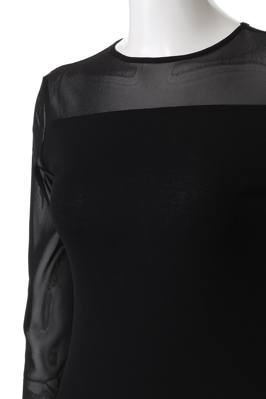 【ジェイドット/j.】のストレッチオーガンジー クルーネックトップス 人気、トレンドファッション・服の通販 founy(ファニー) 　ファッション　Fashion　レディースファッション　Fashion for Women　トップス・カットソー　Cut & Sew Tops　シャツ・ブラウス・オフィスカジュアル　Elegant Blouses & Button-Ups　ロングTシャツ・Tシャツ　Longline T-Shirts & Tees　カットソー・ベーシックTシャツ　Cut-and-Sewn Tops / Stretch Tees & Basics　おすすめ　Recommended / Our Picks　インナー　Innerwear　エアリー　Airy Texture　オーガンジー　Organza Fabric　コンパクト　Compact, Small Size　ジャケット　Jacket, Outerwear　ストレッチ　Stretch, Stretchy Fabric　スリーブ　Sleeve, Long Sleeve / Short Sleeve　デコルテ　Décolleté, Neckline　ベーシック　Basic, Essential　ロング　Long, Long-Length　エレガント 上品　Elegant　再入荷　Restock / Back in Stock　other-5|ID: prp329100004932680 ipo3291000000037023394