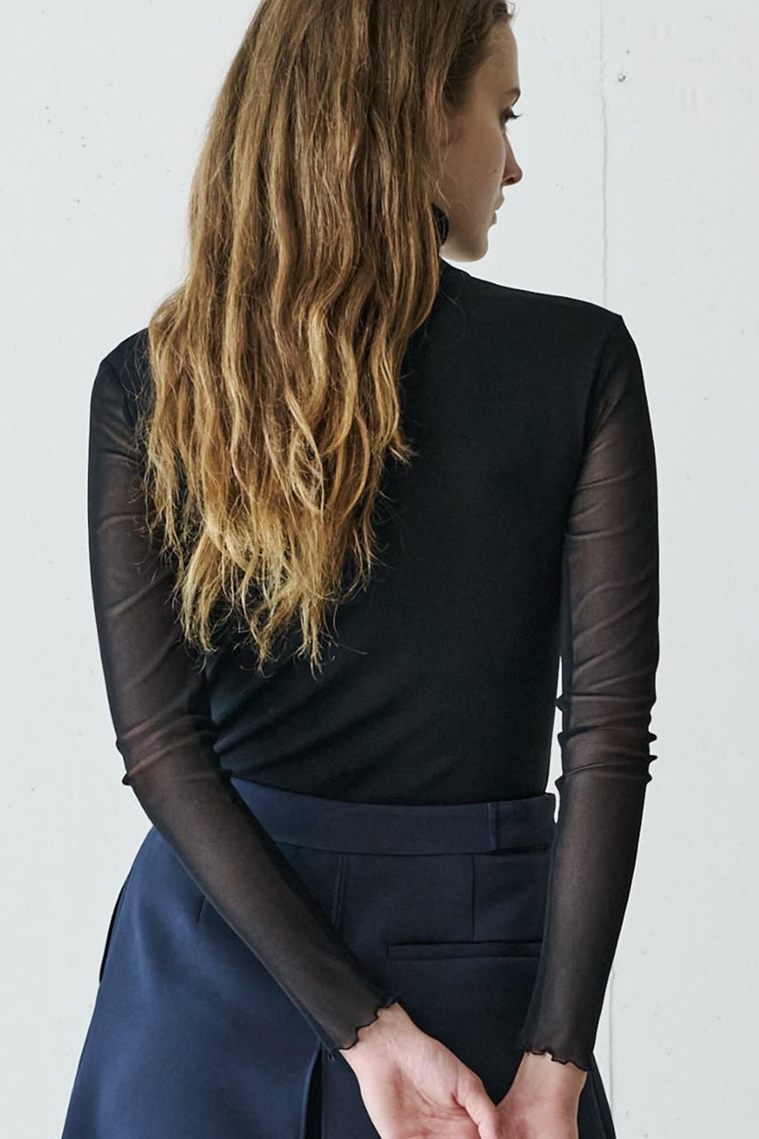 【ジェイドット/j.】のストレッチオーガンジーハイネックトップス 人気、トレンドファッション・服の通販 founy(ファニー) 　ファッション　Fashion　レディースファッション　Fashion for Women　トップス・カットソー　Cut & Sew Tops　シャツ・ブラウス・オフィスカジュアル　Elegant Blouses & Button-Ups　ロングTシャツ・Tシャツ　Longline T-Shirts & Tees　カットソー・ベーシックTシャツ　Cut-and-Sewn Tops / Stretch Tees & Basics　エアリー　Airy Texture　オーガンジー　Organza Fabric　ストレッチ　Stretch, Stretchy Fabric　スリーブ　Sleeve, Long Sleeve / Short Sleeve　デコルテ　Décolleté, Neckline　ハイネック　High Neck, Mock Neck　ロング　Long, Long-Length　other-8|ID: prp329100004932681 ipo3291000000037023419