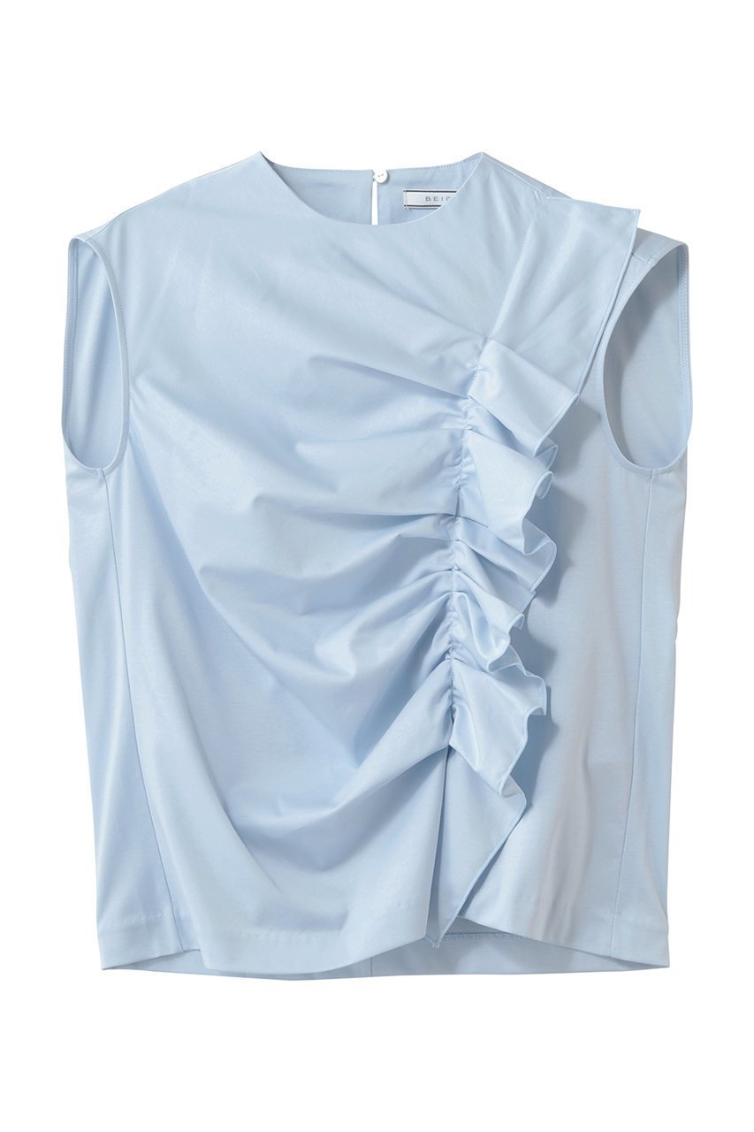 【ベイジ,/BEIGE,】のAFGHA( アフガ)/コットンドレープ スムーストップス インテリア・キッズ・メンズ・レディースファッション・服の通販 founy(ファニー) 　ファッション　Fashion　レディースファッション　Fashion for Women　トップス・カットソー　Cut & Sew Tops　シャツ・ブラウス・オフィスカジュアル　Elegant Blouses & Button-Ups　ロングTシャツ・Tシャツ　Longline T-Shirts & Tees　カットソー・ベーシックTシャツ　Cut-and-Sewn Tops / Stretch Tees & Basics　ギャザー　Gathered, Ruffled　ショート　Short, Short Length　シルク　Silk, 100% Silk　スリーブ　Sleeve, Long Sleeve / Short Sleeve　ドレープ　Drape, Draping Fabric　フェミニン　Feminine, Girly　フリル　Frill, Ruffle　フロント　Front, Front Design　Sax|ID: prp329100004932683 ipo3291000000037023441