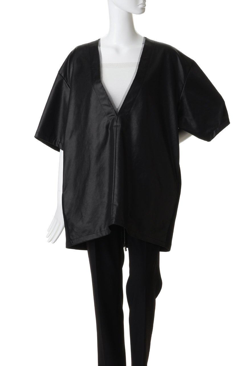 【プランク プロジェクト/PRANK PROJECT】のレザーライクオーバーT 人気、トレンドファッション・服の通販 founy(ファニー) 　ファッション　Fashion　レディースファッション　Fashion for Women　トップス・カットソー　Cut & Sew Tops　シャツ・ブラウス・オフィスカジュアル　Elegant Blouses & Button-Ups　カッティング　Cutting Detail　サテン　Satin, Glossy Fabric　ショート　Short, Short Length　スリーブ　Sleeve, Long Sleeve / Short Sleeve　タンブラー　Tumbler, Travel Mug　チュール　Tulip, Tulip Motif　フェイクレザー　Faux Leather, PU Leather　エレガント 上品　Elegant　other-2|ID: prp329100004932703 ipo3291000000037023670