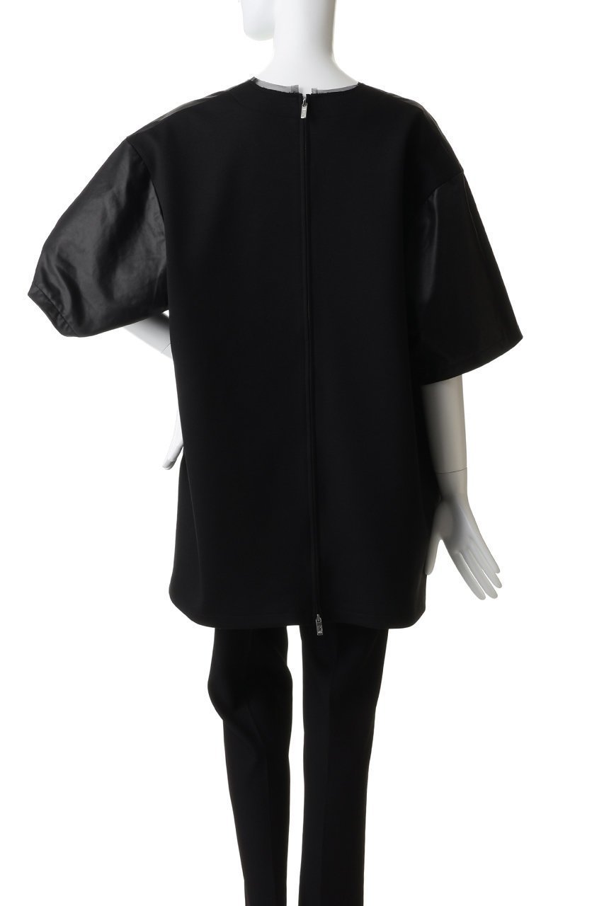 【プランク プロジェクト/PRANK PROJECT】のレザーライクオーバーT 人気、トレンドファッション・服の通販 founy(ファニー) 　ファッション　Fashion　レディースファッション　Fashion for Women　トップス・カットソー　Cut & Sew Tops　シャツ・ブラウス・オフィスカジュアル　Elegant Blouses & Button-Ups　カッティング　Cutting Detail　サテン　Satin, Glossy Fabric　ショート　Short, Short Length　スリーブ　Sleeve, Long Sleeve / Short Sleeve　タンブラー　Tumbler, Travel Mug　チュール　Tulip, Tulip Motif　フェイクレザー　Faux Leather, PU Leather　エレガント 上品　Elegant　other-4|ID: prp329100004932703 ipo3291000000037023674