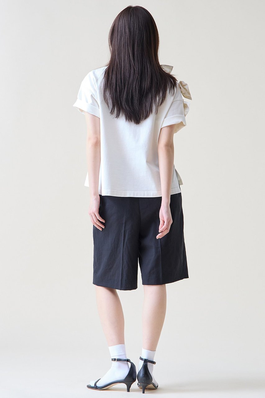【ティアラ/Tiara】のショルダーリボンTシャツ 人気、トレンドファッション・服の通販 founy(ファニー) 　ファッション　Fashion　レディースファッション　Fashion for Women　トップス・カットソー　Cut & Sew Tops　シャツ・ブラウス・オフィスカジュアル　Elegant Blouses & Button-Ups　ロングTシャツ・Tシャツ　Longline T-Shirts & Tees　カットソー・ベーシックTシャツ　Cut-and-Sewn Tops / Stretch Tees & Basics　カットソー　Cut and Sewn Top　ショルダー　Shoulder, Shoulder Strap　ショート　Short, Short Length　スリーブ　Sleeve, Long Sleeve / Short Sleeve　タフタ　Taffeta, Structured Fabric　リボン　Ribbon, Bow　再入荷　Restock / Back in Stock　other-4|ID: prp329100004932738 ipo3291000000037024069