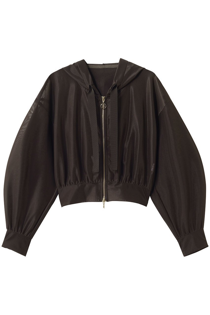 【ランバン オン ブルー/LANVIN en Bleu】のサテンラッセルフーディー インテリア・キッズ・メンズ・レディースファッション・服の通販 founy(ファニー) 　ファッション　Fashion　レディースファッション　Fashion for Women　トップス・カットソー　Cut & Sew Tops　シャツ・ブラウス・オフィスカジュアル　Elegant Blouses & Button-Ups　レディースパーカー・カジュアルフーディー　Casual Hoodies & Sweatshirts　ロングTシャツ・Tシャツ　Longline T-Shirts & Tees　スウェット・クルーネックトップス　Sweatshirts & Crewnecks / Relaxed Fit Sweat Tops　カットソー・ベーシックTシャツ　Cut-and-Sewn Tops / Stretch Tees & Basics　クロップド　Cropped, Short Length　サテン　Satin, Glossy Fabric　シアー　Sheer, See-Through　スポーティ　Sporty, Casual Athletic　スリーブ　Sleeve, Long Sleeve / Short Sleeve　ロング　Long, Long-Length　夏　Summer　春　Spring　S/S・春夏　SS, Spring/Summer, Warm Season　ブラウン|ID: prp329100004932740 ipo3291000000037024089