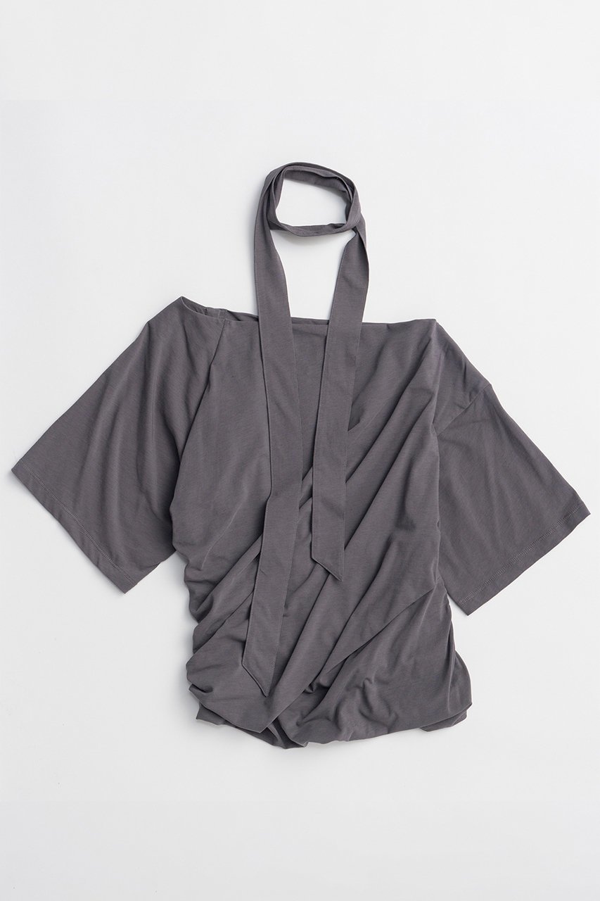 【メゾンスペシャル/MAISON SPECIAL】のTie Detail 2WAY Twist T-Shirt/タイ付2WAYツイストTシャツ インテリア・キッズ・メンズ・レディースファッション・服の通販 founy(ファニー) 　ファッション　Fashion　レディースファッション　Fashion for Women　トップス・カットソー　Cut & Sew Tops　シャツ・ブラウス・オフィスカジュアル　Elegant Blouses & Button-Ups　ロングTシャツ・Tシャツ　Longline T-Shirts & Tees　カットソー・ベーシックTシャツ　Cut-and-Sewn Tops / Stretch Tees & Basics　カットソー　Cut and Sewn Top　コンパクト　Compact, Small Size　ショート　Short, Short Length　シンプル　Simple, Minimal　スリーブ　Sleeve, Long Sleeve / Short Sleeve　ツイスト　Tweed, Tweed Fabric　ボトム　Bottoms, Lower Wear　夏　Summer　新作・新入荷　New Arrivals / New In　C.GRY(チャコールグレー)|ID: prp329100004932752 ipo3291000000037024235
