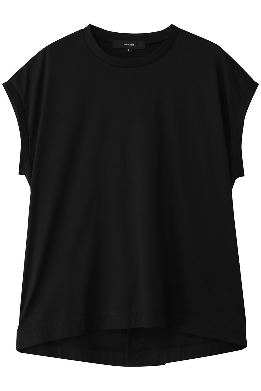 【フローレント/FLORENT】のコットンスムース フレンチスリーブトップス インテリア・キッズ・メンズ・レディースファッション・服の通販 founy(ファニー) 　ファッション　Fashion　レディースファッション　Fashion for Women　トップス・カットソー　Cut & Sew Tops　シャツ・ブラウス・オフィスカジュアル　Elegant Blouses & Button-Ups　ロングTシャツ・Tシャツ　Longline T-Shirts & Tees　カットソー・ベーシックTシャツ　Cut-and-Sewn Tops / Stretch Tees & Basics　ショート　Short, Short Length　スリーブ　Sleeve, Long Sleeve / Short Sleeve　吸水　Absorbent, Quick-Dry　夏　Summer　春　Spring　S/S・春夏　SS, Spring/Summer, Warm Season　ブラック|ID: prp329100004932763 ipo3291000000037024412