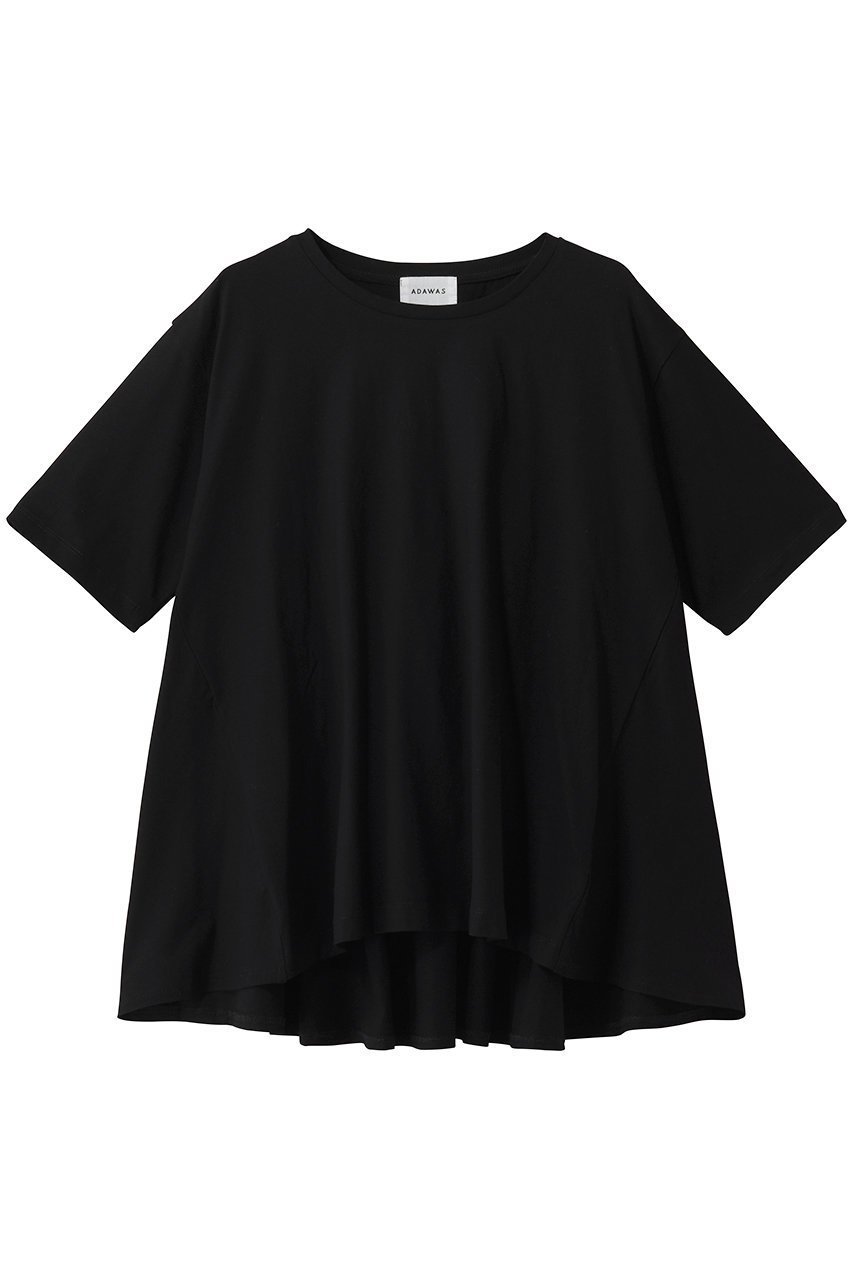 【アダワス/ADAWAS】のドライ コットン ジャージー フレアTシャツ インテリア・キッズ・メンズ・レディースファッション・服の通販 founy(ファニー) 　ファッション　Fashion　レディースファッション　Fashion for Women　トップス・カットソー　Cut & Sew Tops　シャツ・ブラウス・オフィスカジュアル　Elegant Blouses & Button-Ups　ロングTシャツ・Tシャツ　Longline T-Shirts & Tees　カットソー・ベーシックTシャツ　Cut-and-Sewn Tops / Stretch Tees & Basics　ショート　Short, Short Length　シルク　Silk, 100% Silk　スリーブ　Sleeve, Long Sleeve / Short Sleeve　ドレープ　Drape, Draping Fabric　フレア　Flare, Flared　エレガント 上品　Elegant　夏　Summer　ブラック|ID: prp329100004932772 ipo3291000000037024497