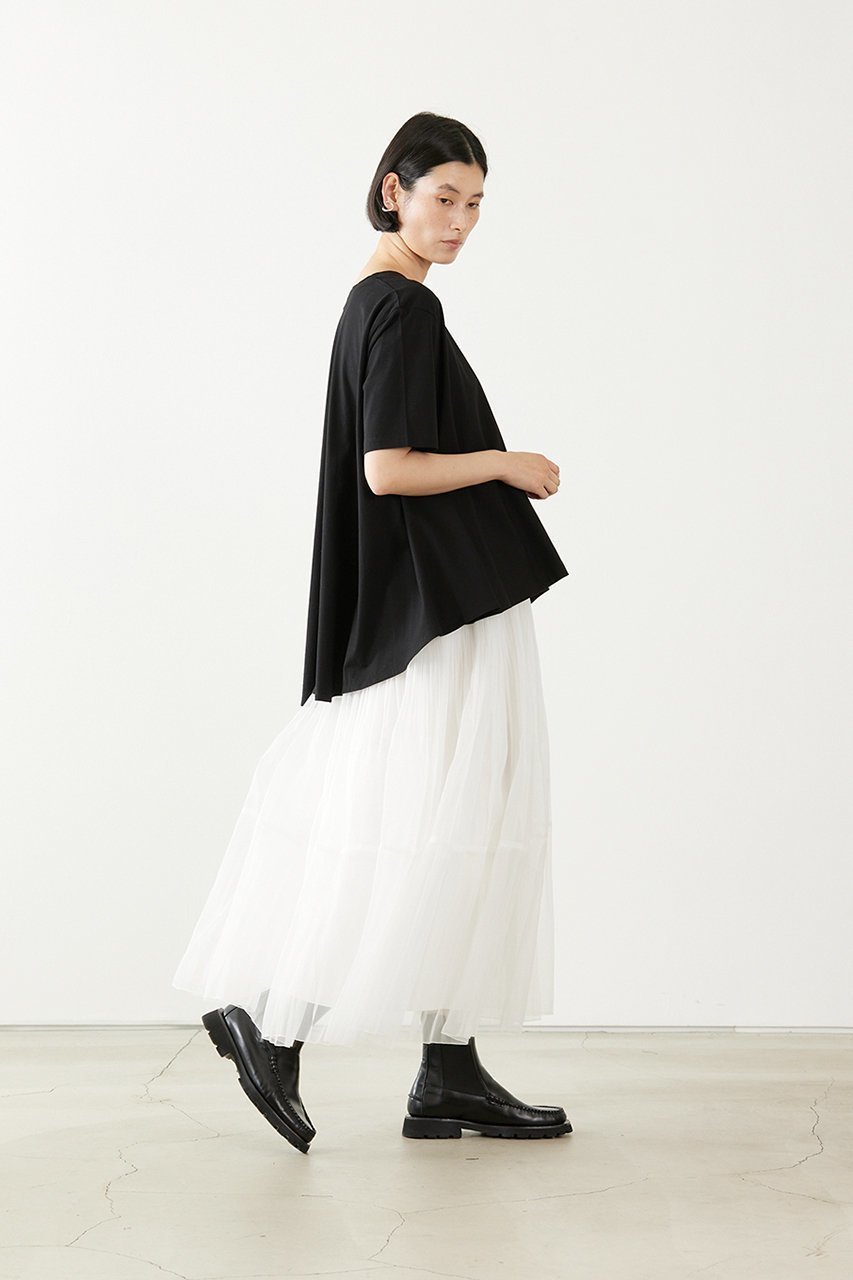 【アダワス/ADAWAS】のドライ コットン ジャージー フレアTシャツ 人気、トレンドファッション・服の通販 founy(ファニー) 　ファッション　Fashion　レディースファッション　Fashion for Women　トップス・カットソー　Cut & Sew Tops　シャツ・ブラウス・オフィスカジュアル　Elegant Blouses & Button-Ups　ロングTシャツ・Tシャツ　Longline T-Shirts & Tees　カットソー・ベーシックTシャツ　Cut-and-Sewn Tops / Stretch Tees & Basics　ショート　Short, Short Length　シルク　Silk, 100% Silk　スリーブ　Sleeve, Long Sleeve / Short Sleeve　ドレープ　Drape, Draping Fabric　フレア　Flare, Flared　エレガント 上品　Elegant　夏　Summer　other-6|ID: prp329100004932772 ipo3291000000037024502